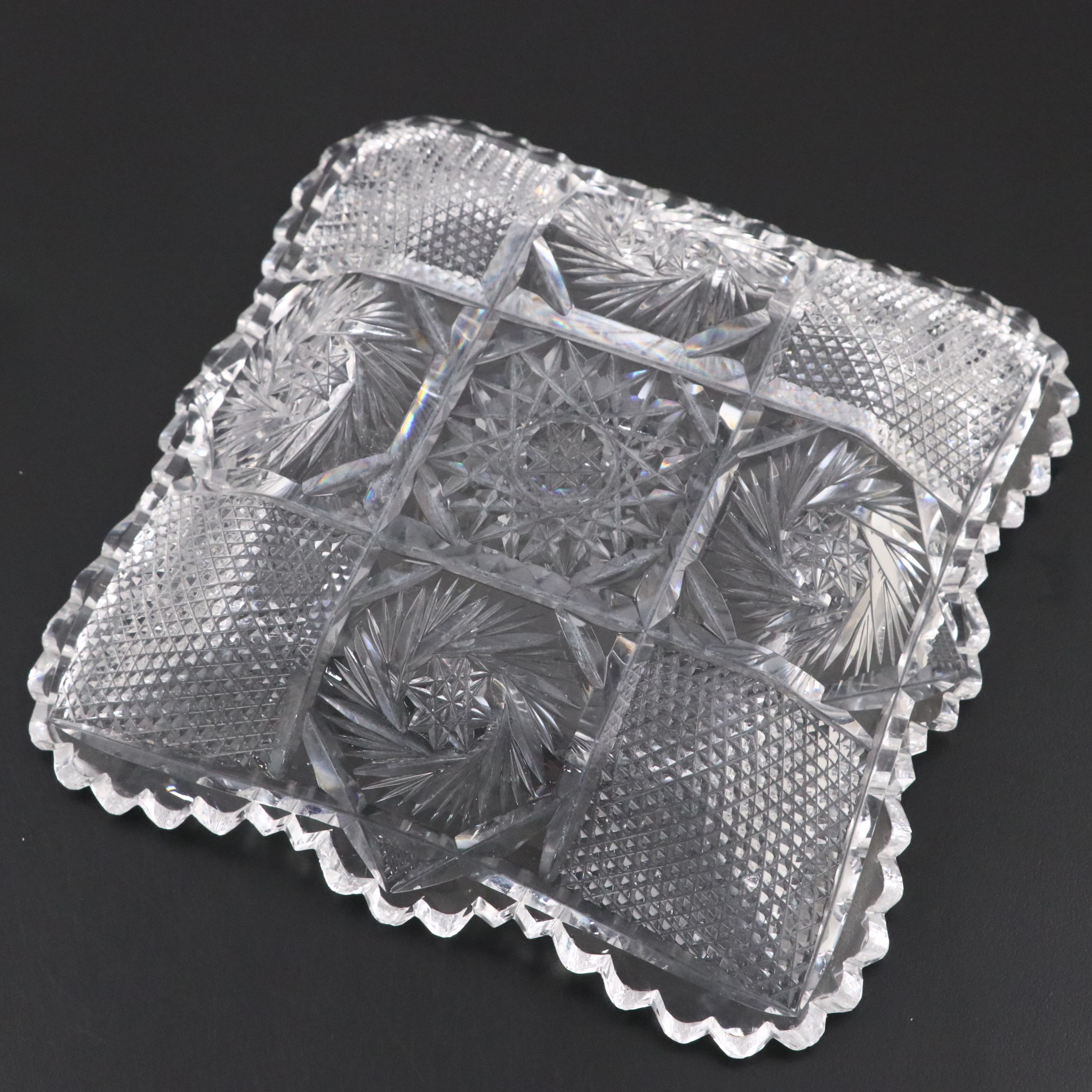 American Brilliant Style Cut Glass Nappy Bowls and Other Tableware, 20th C.