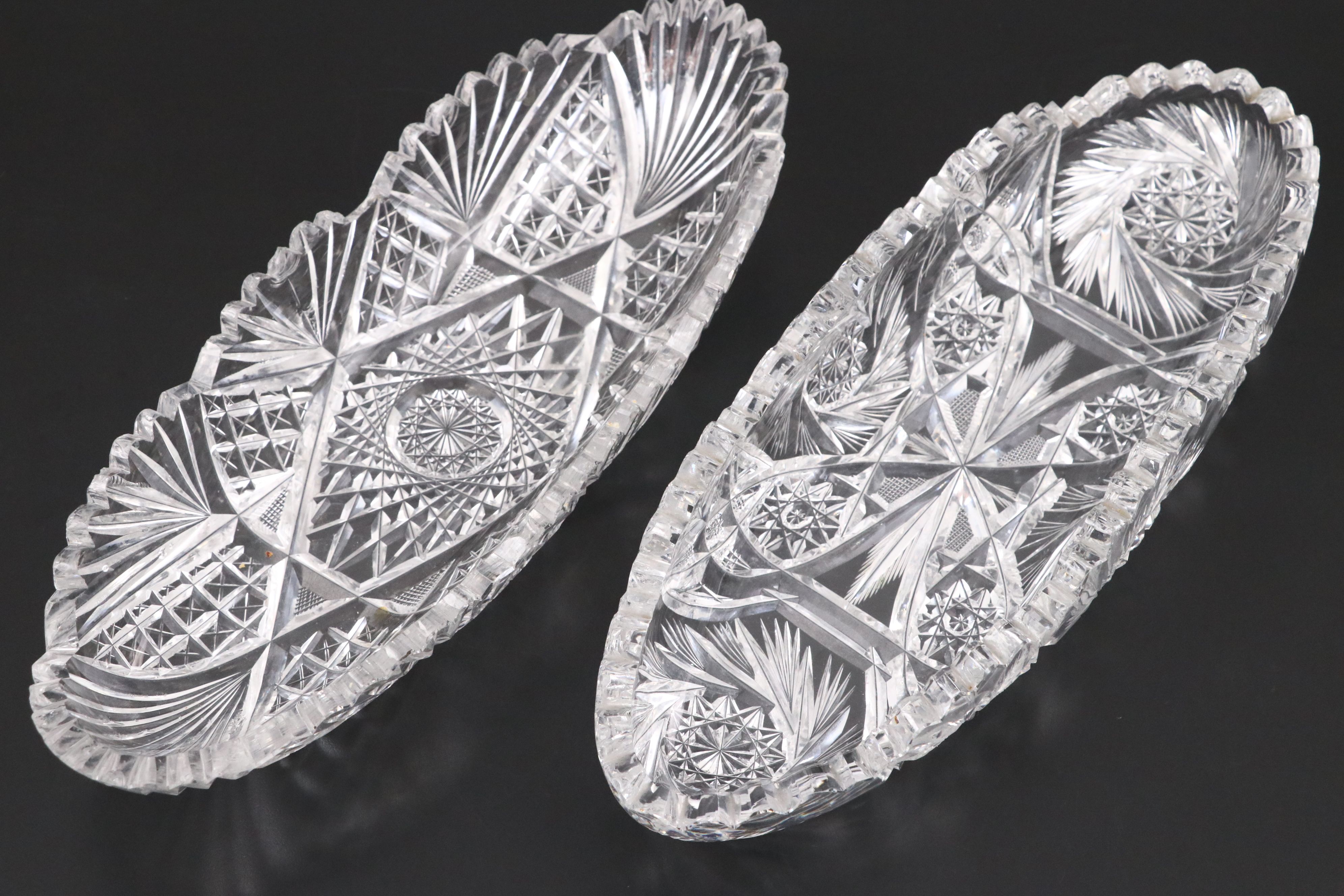 American Brilliant Style Cut Glass Nappy Bowls and Other Tableware, 20th C.