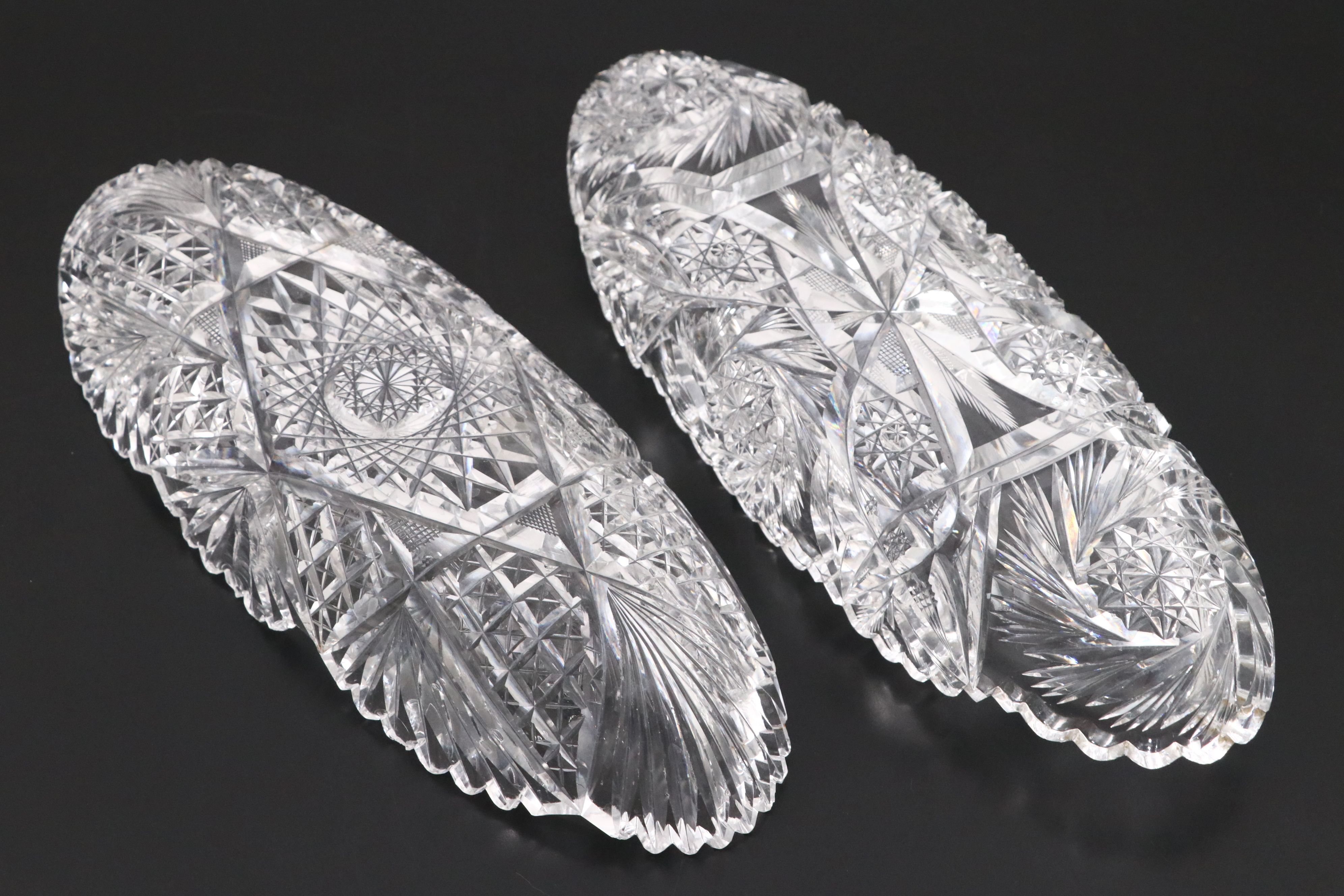 American Brilliant Style Cut Glass Nappy Bowls and Other Tableware, 20th C.