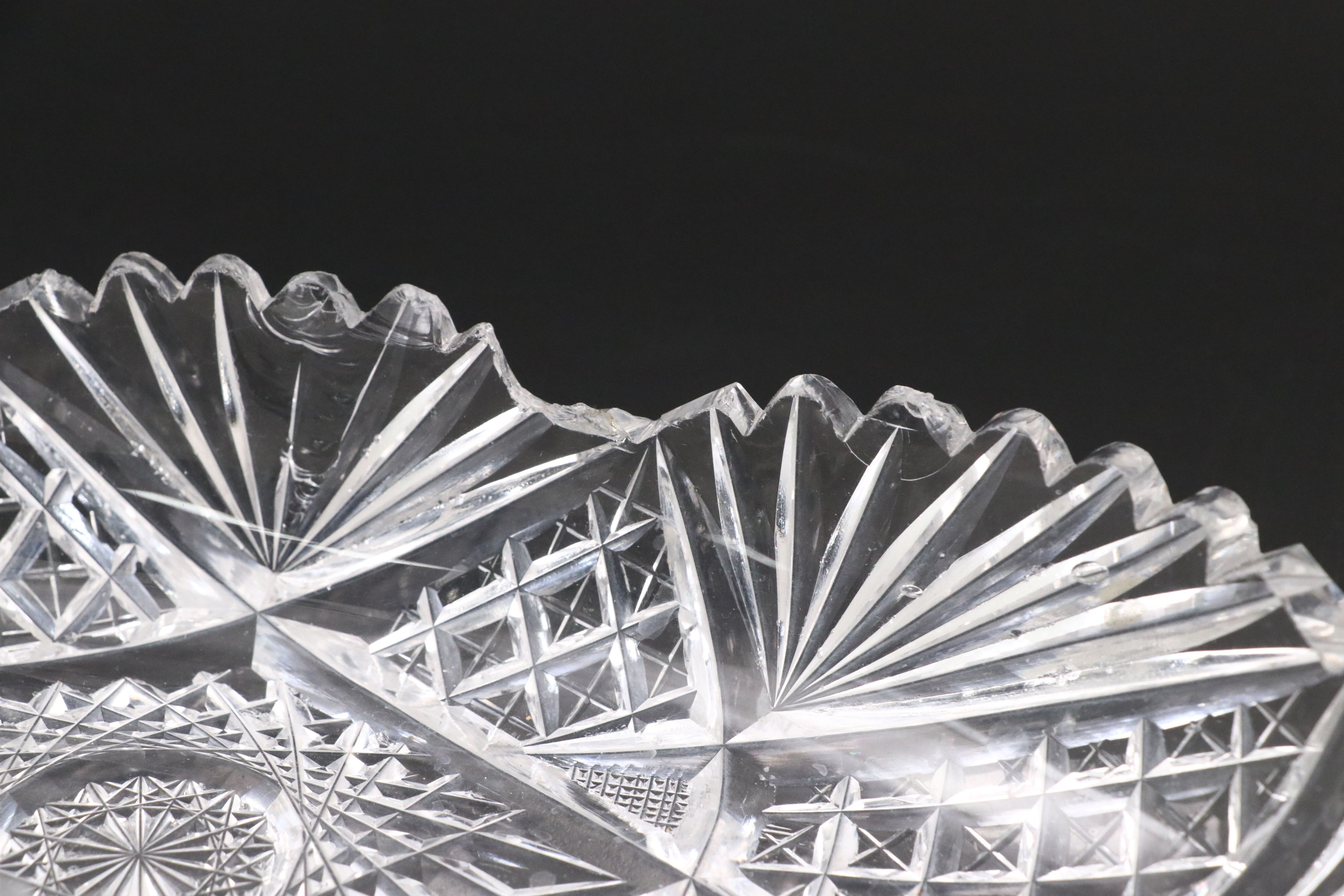 American Brilliant Style Cut Glass Nappy Bowls and Other Tableware, 20th C.