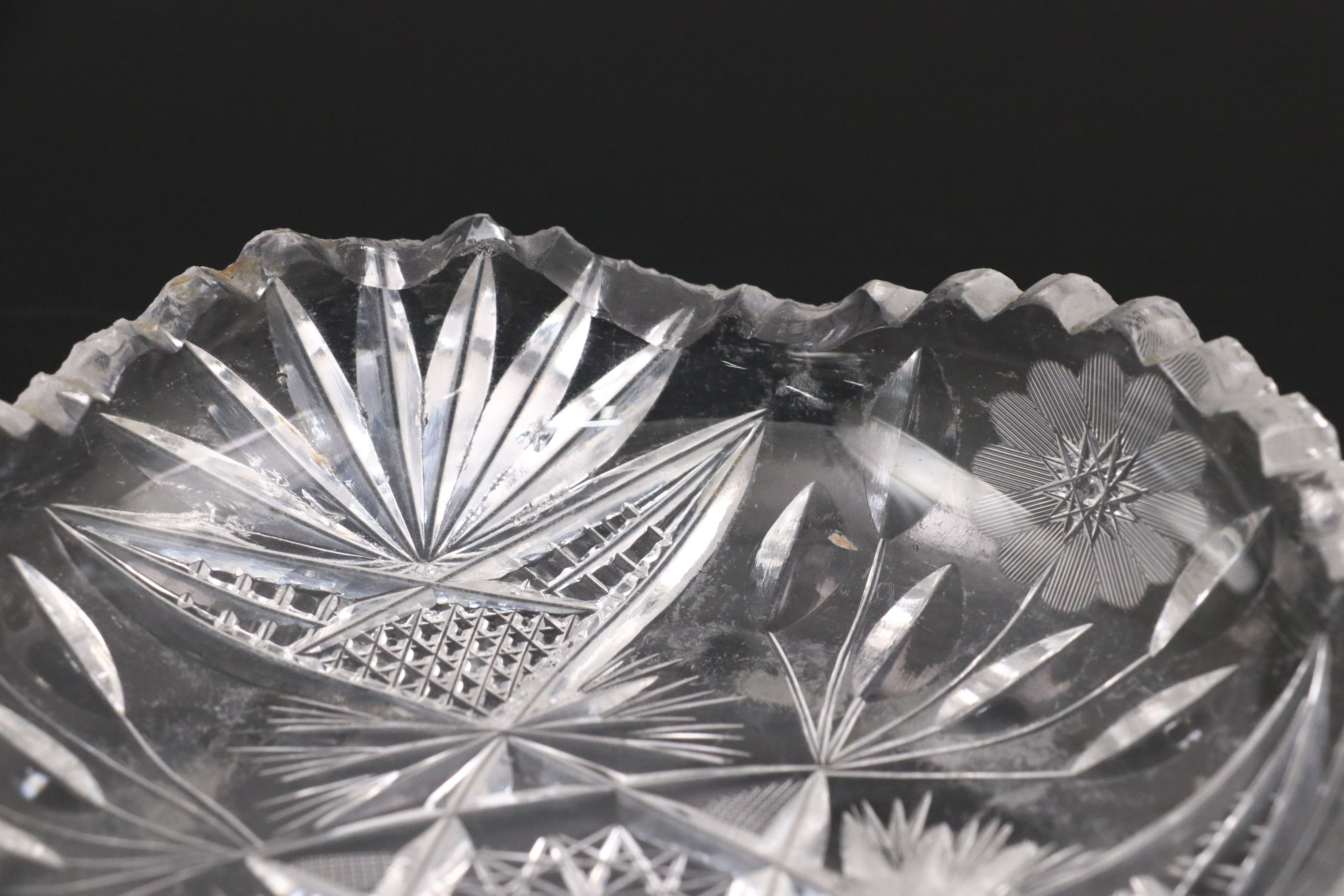 American Brilliant Style Cut Glass Nappy Bowls and Other Tableware, 20th C.