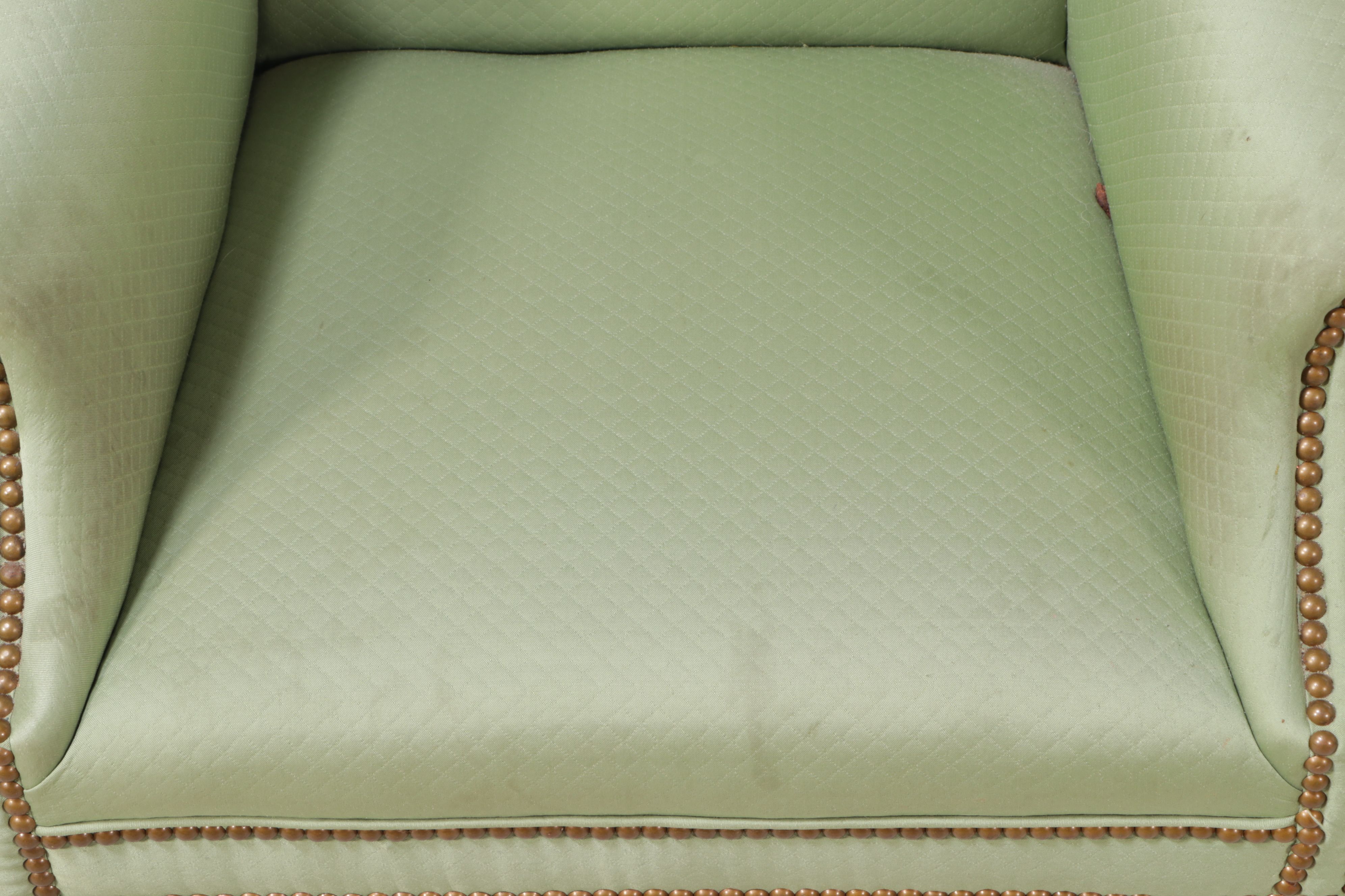 Pair of Chippendale Style Custom Upholstered Armchairs on Casters, Late 20th C.