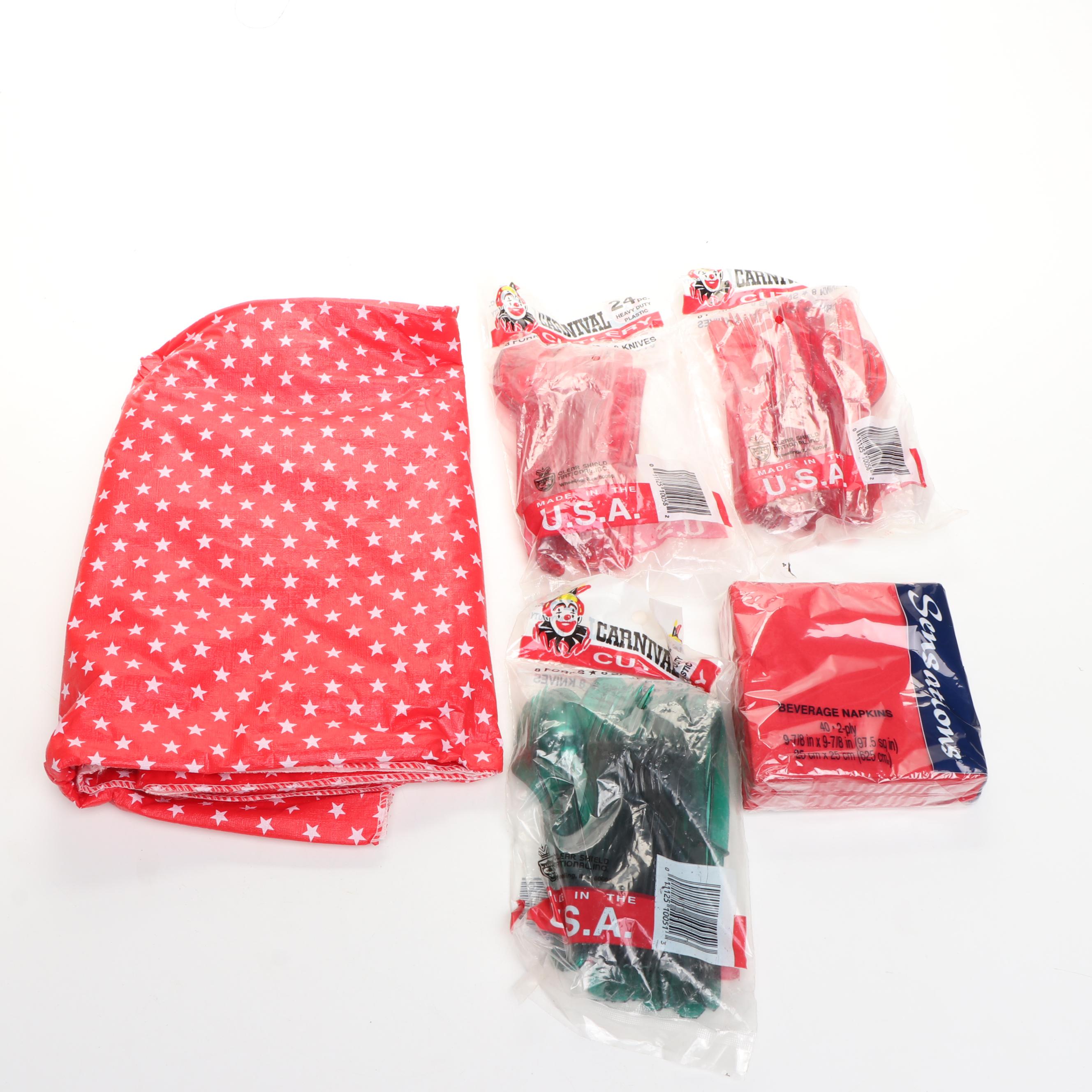 Longaberger Picnic Basket with Cups, Stoppers, Bowls, Plates, Tray and Utensils