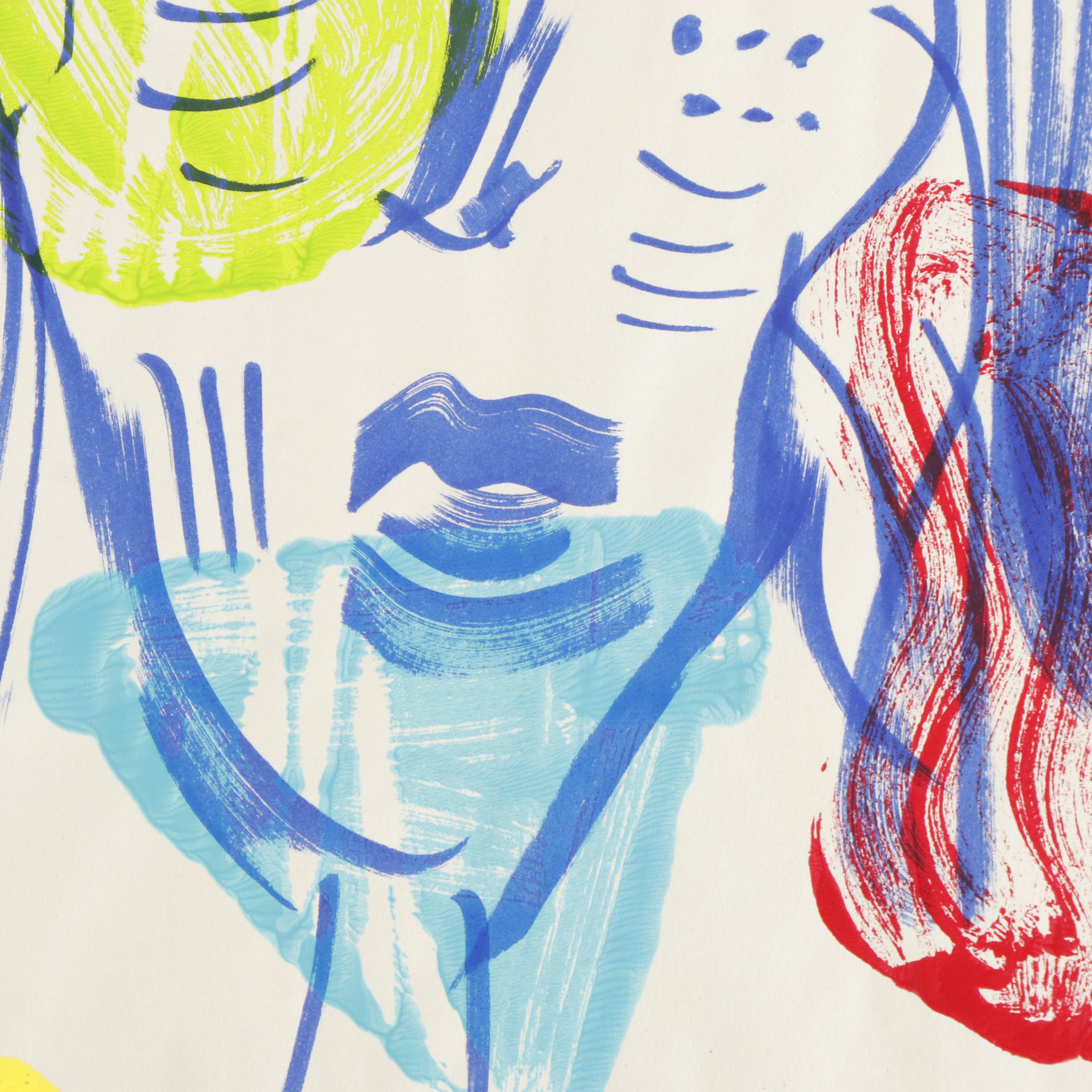 Peter Keil Abstract Acrylic Portrait Painting, Late 20th Century