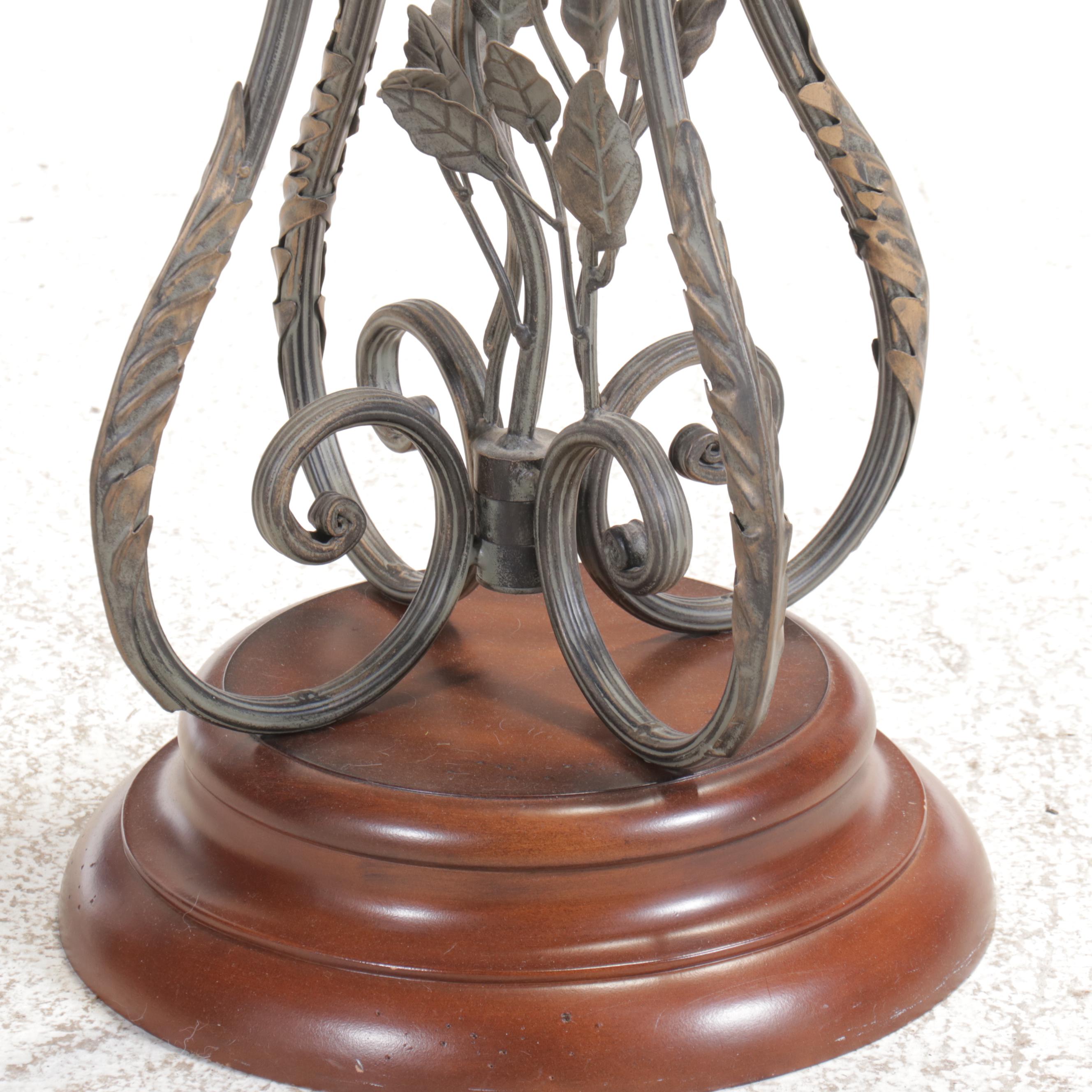 Wrought Iron End Table with Glass Top