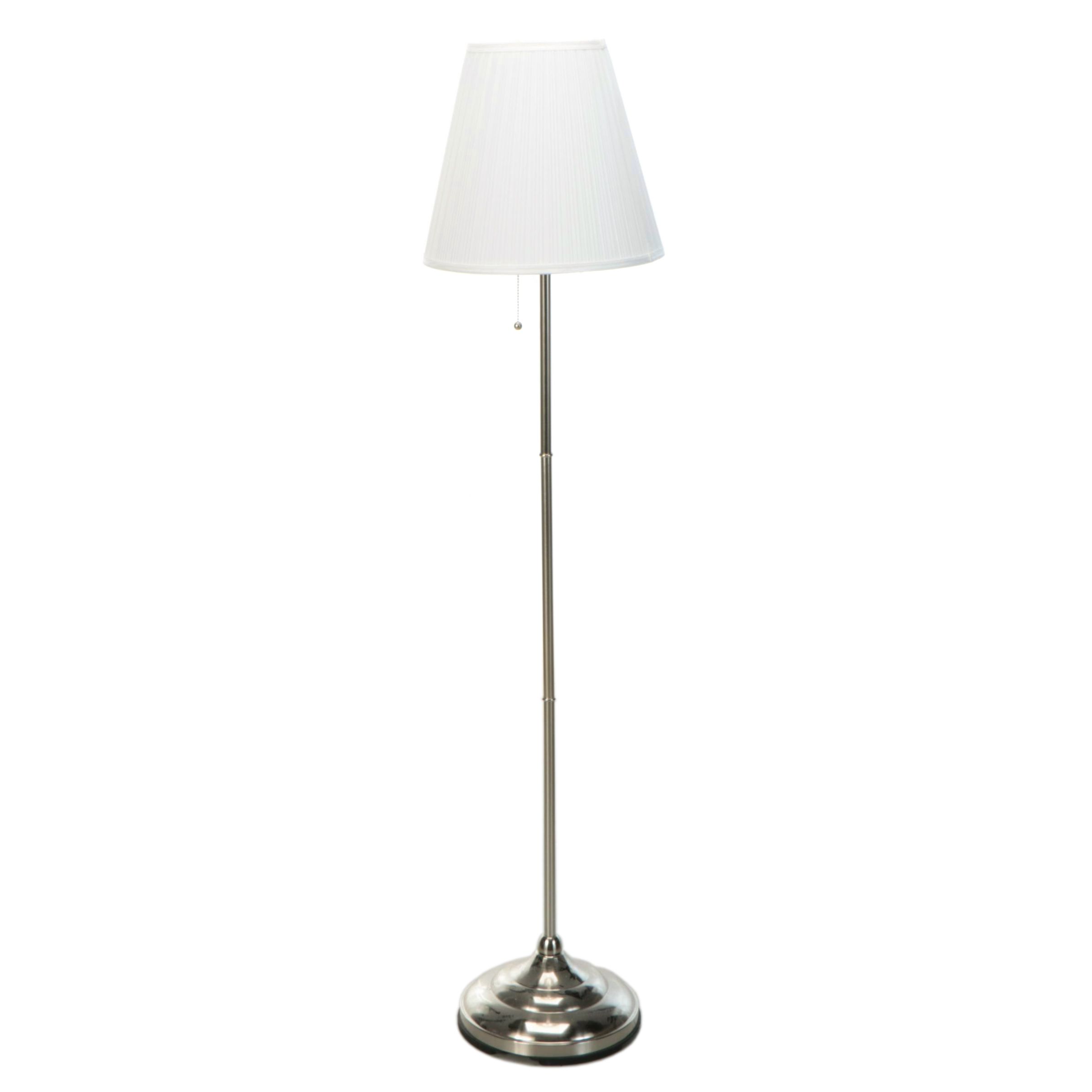 Nickel Silver Floor Lamp with Pleated Shade
