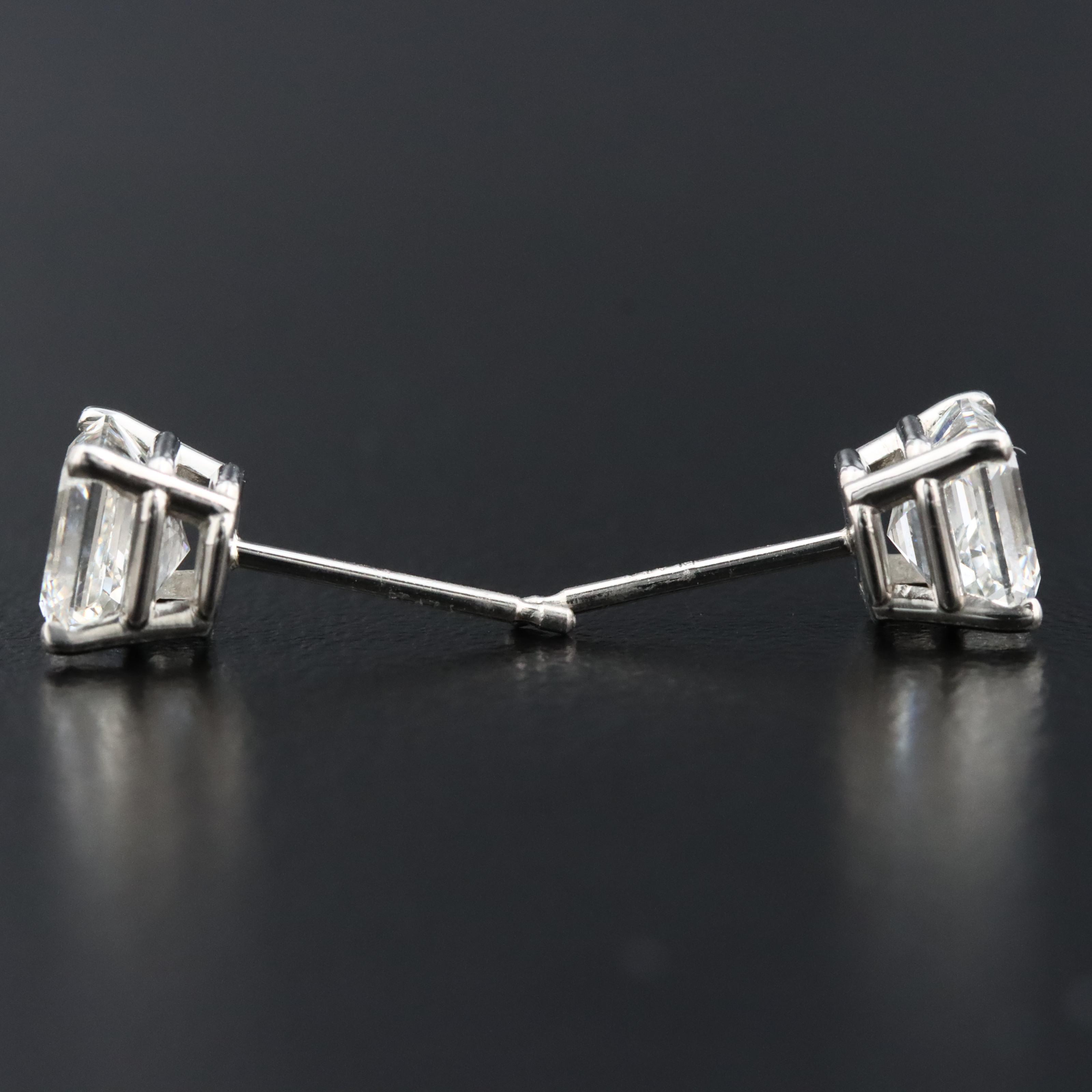 Platinum 2.00 CTW Diamond Stud Earrings with GIA Reports