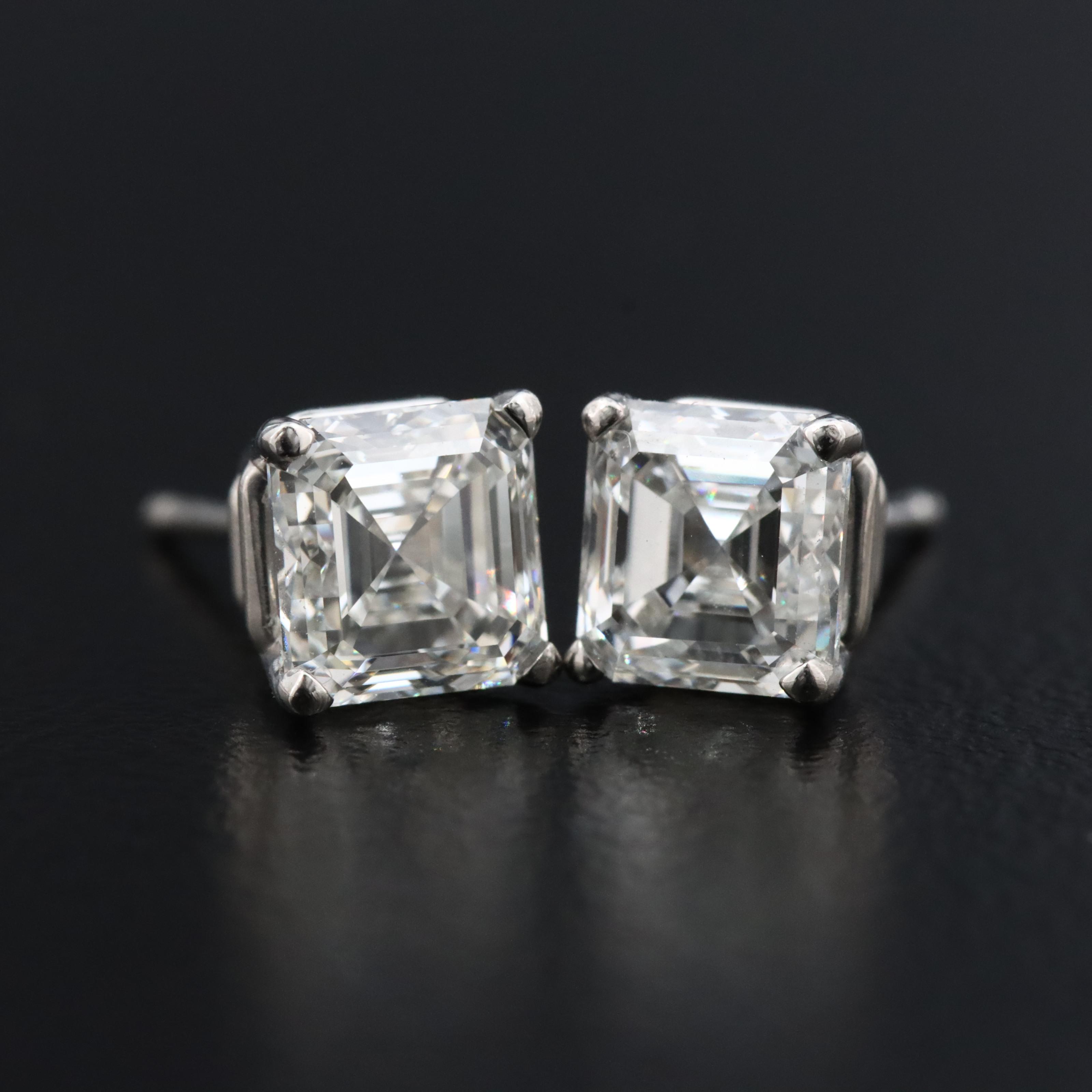Platinum 2.00 CTW Diamond Stud Earrings with GIA Reports