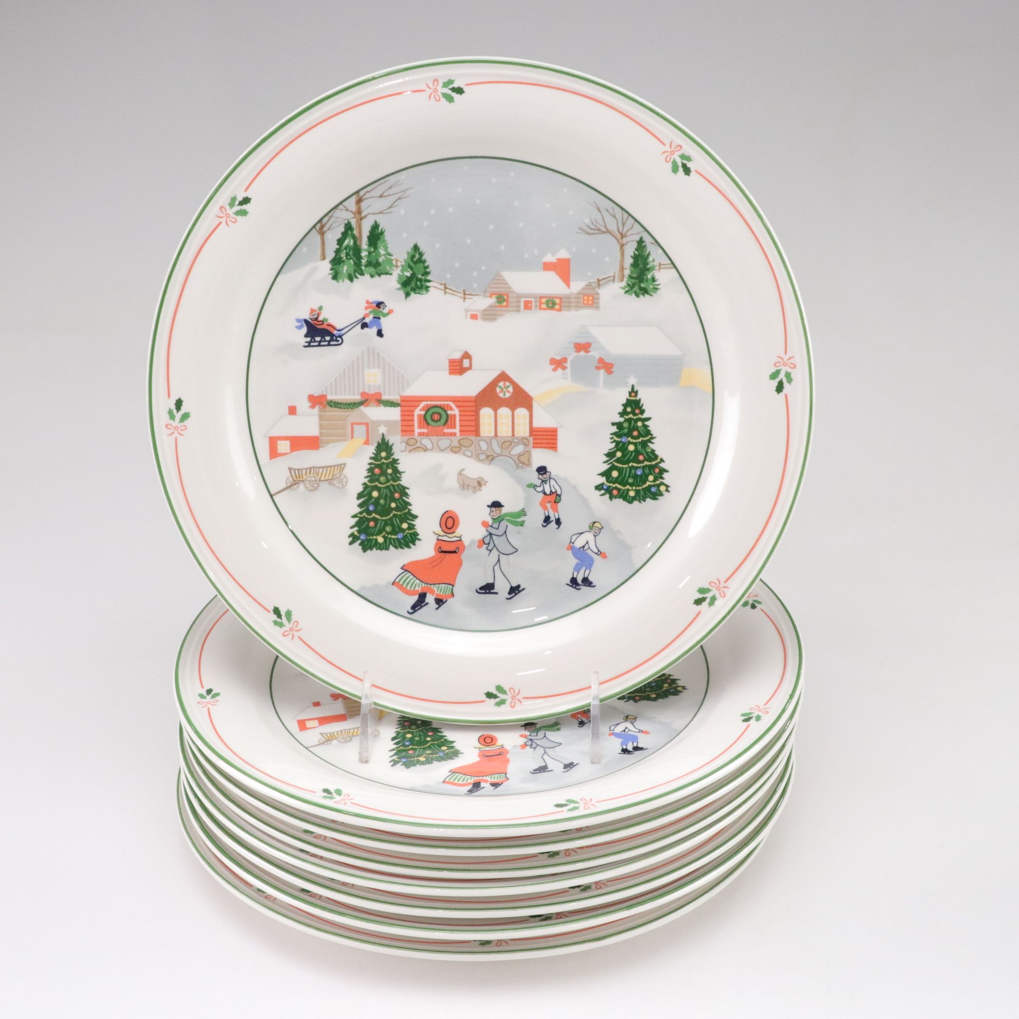 Sango "Silent Night" Set of Dinner Plates with Cups and Tumbler Glasses