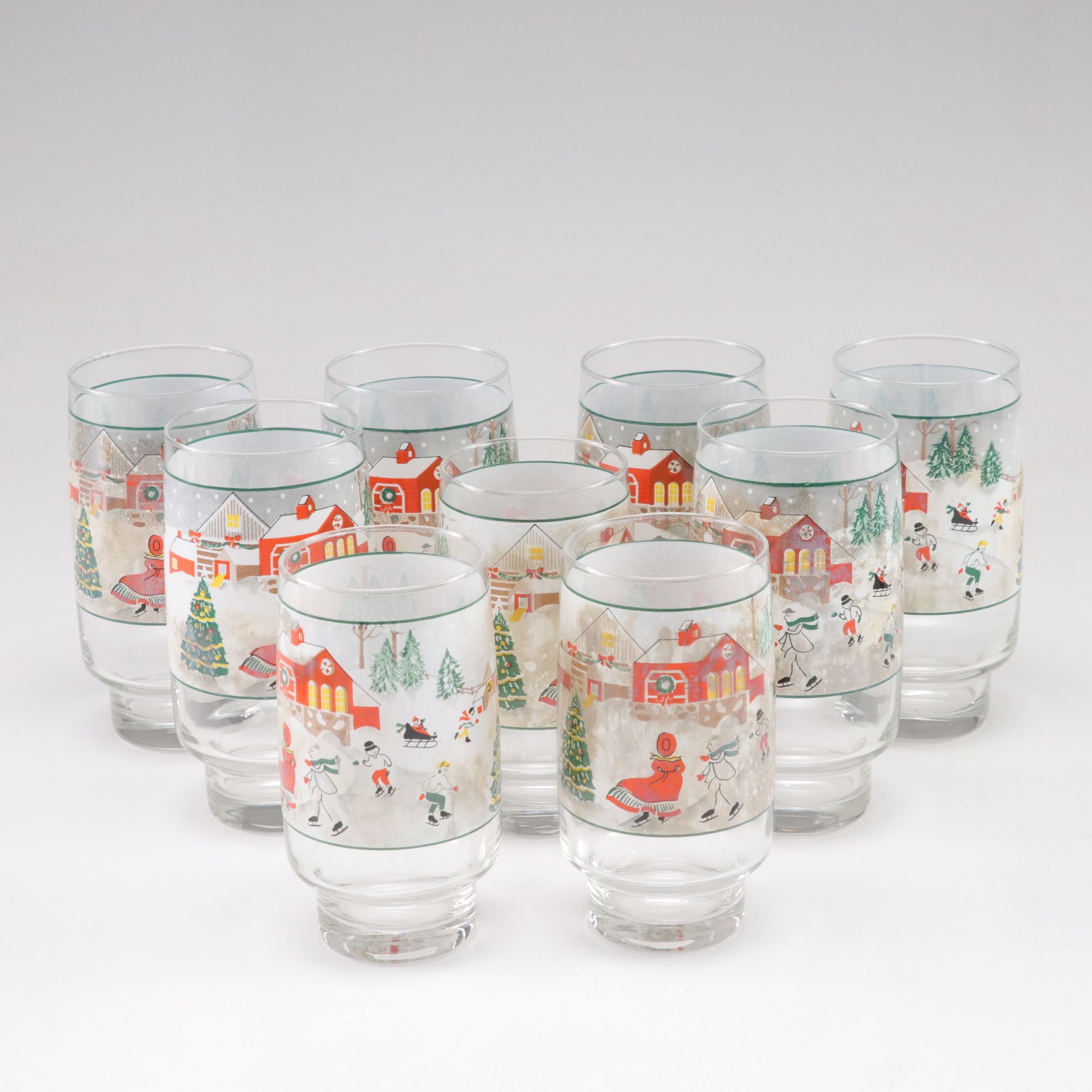 Sango "Silent Night" Set of Dinner Plates with Cups and Tumbler Glasses