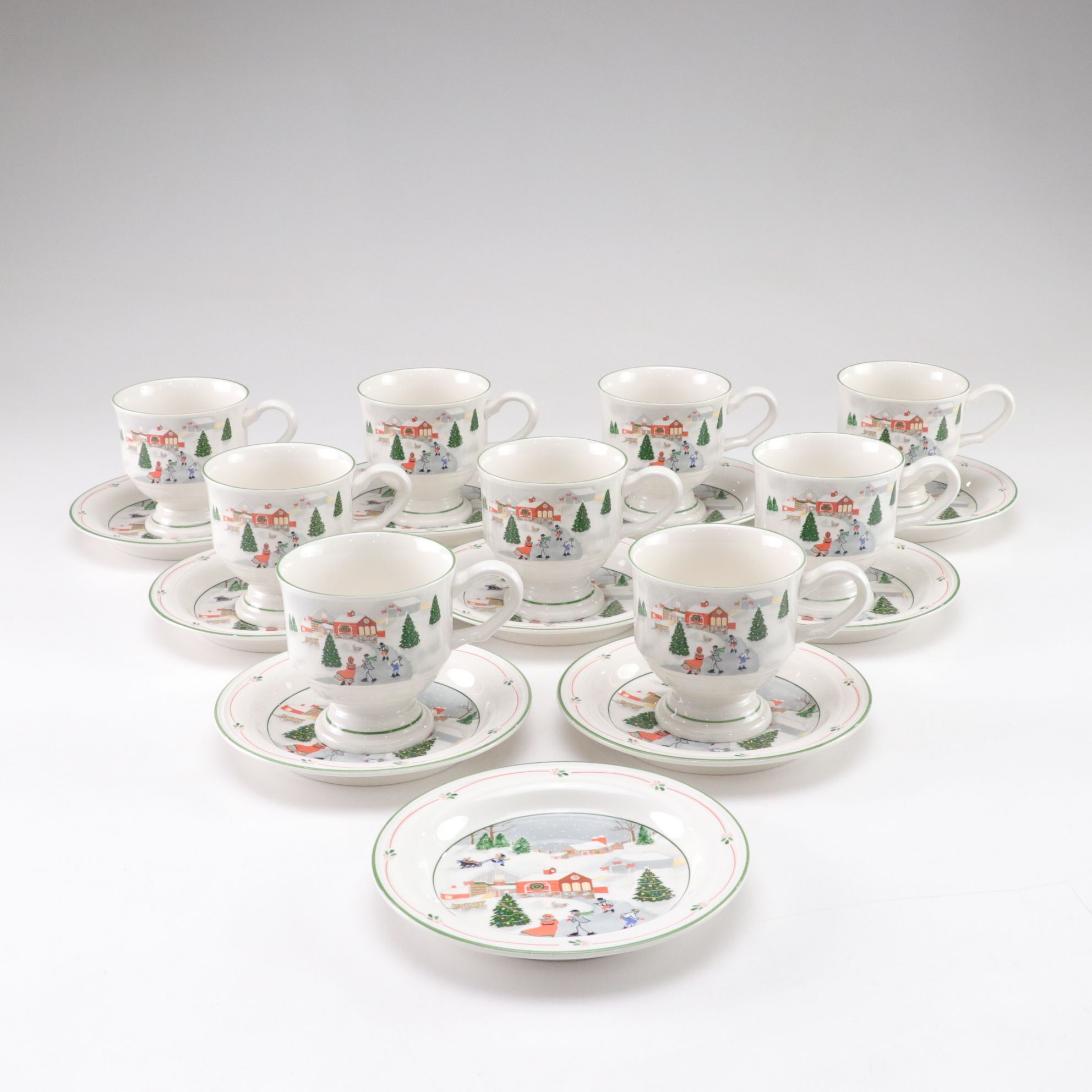 Sango "Silent Night" Set of Dinner Plates with Cups and Tumbler Glasses
