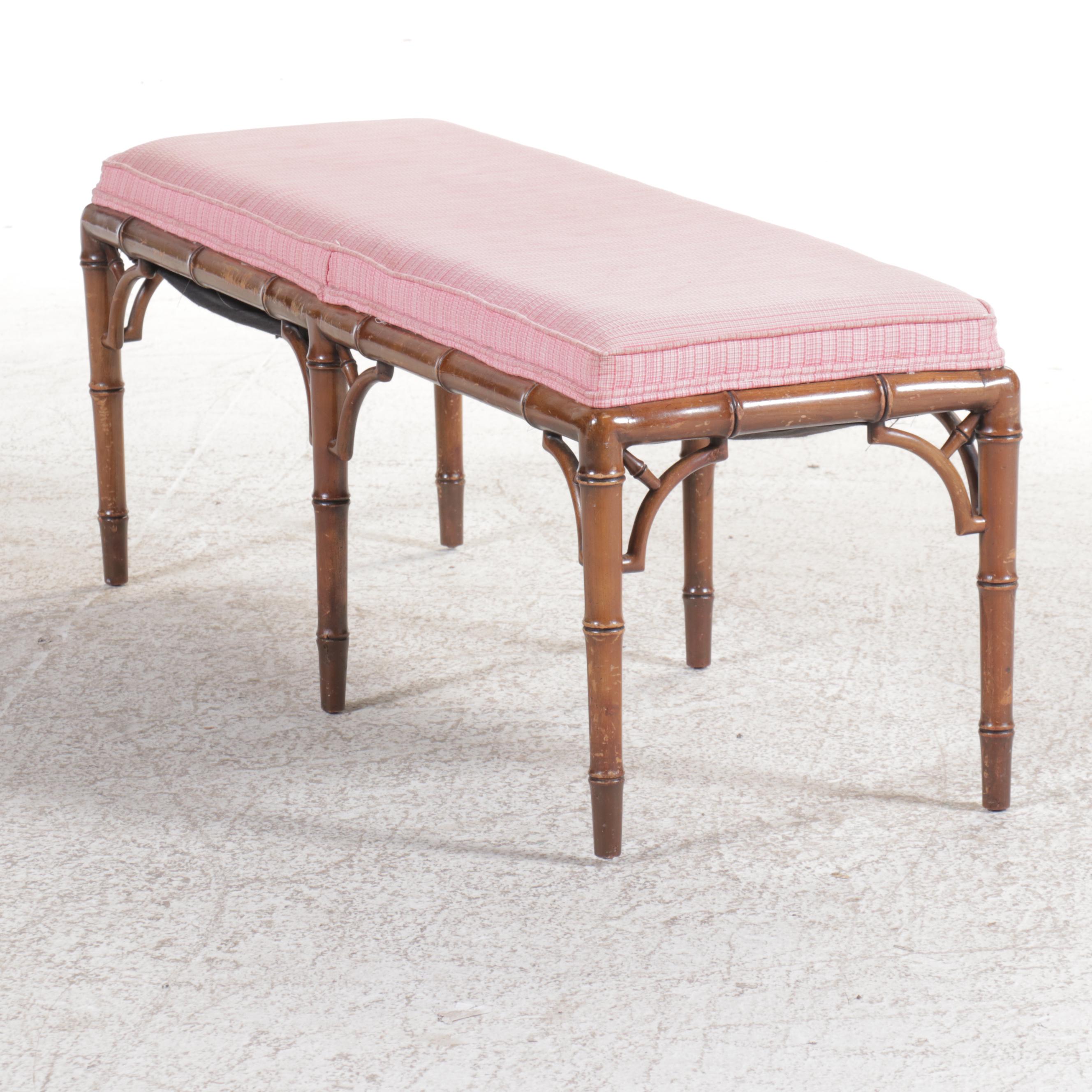 Bamboo Turned and Upholstered Bench