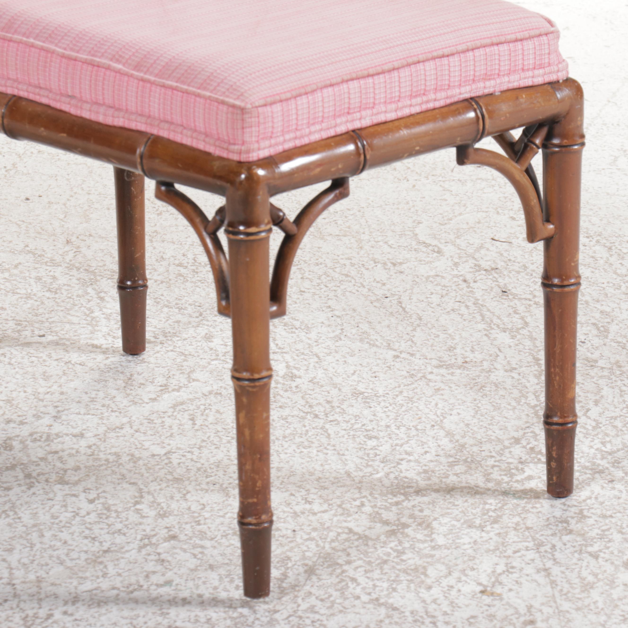 Bamboo Turned and Upholstered Bench