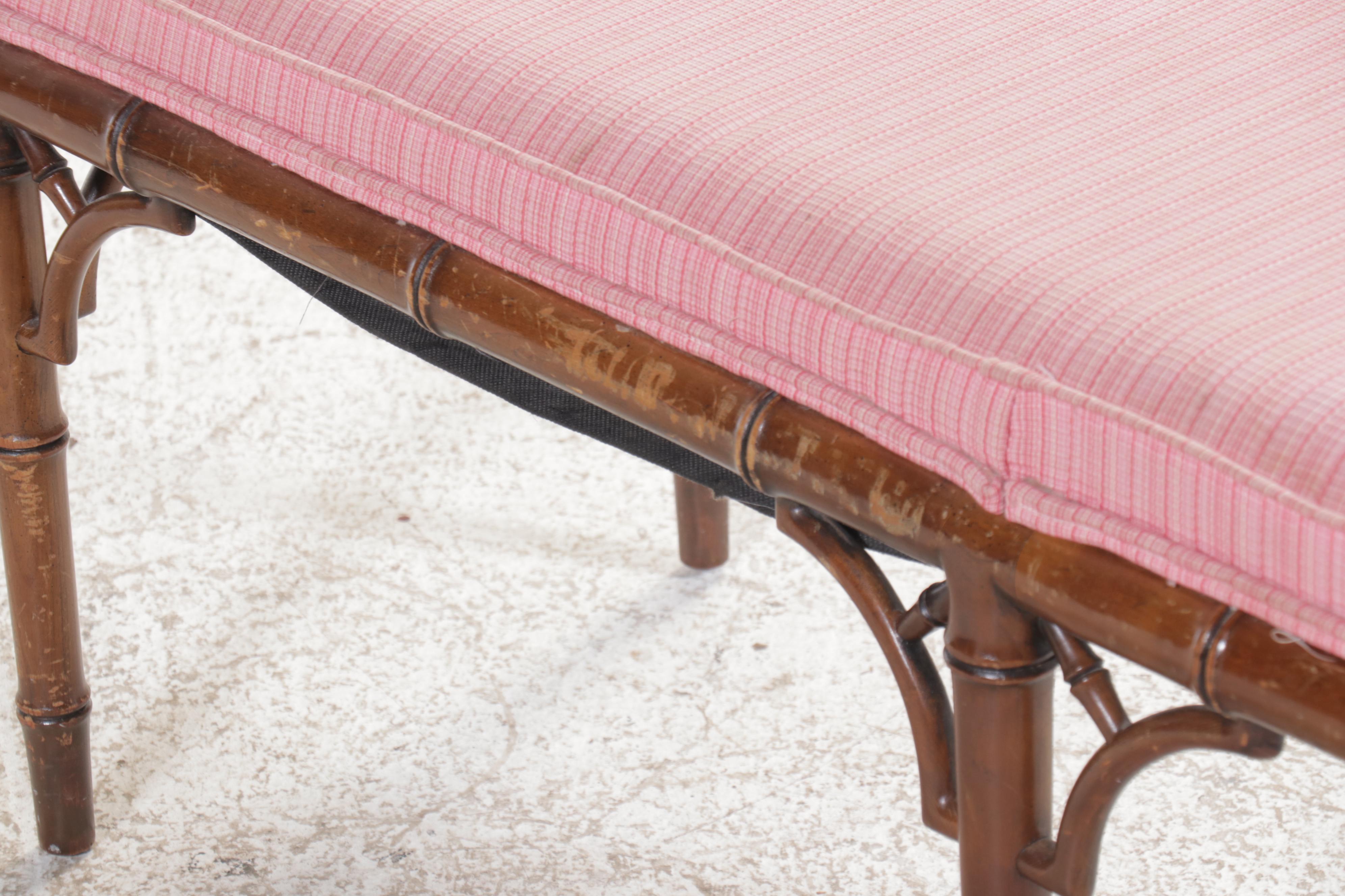 Bamboo Turned and Upholstered Bench