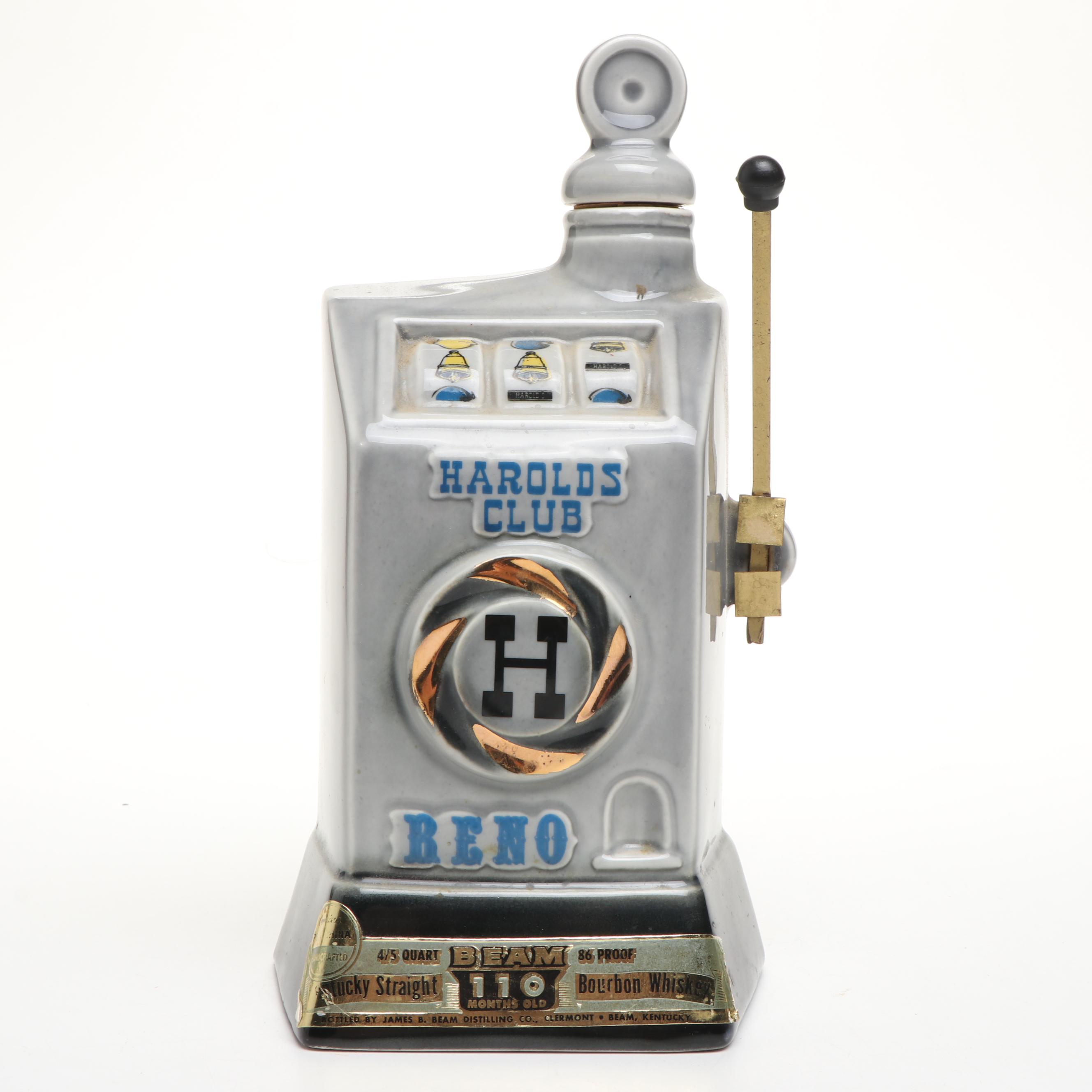 Vintage Jim Beam Harolds Club Ceramic Slot Machine Decanter