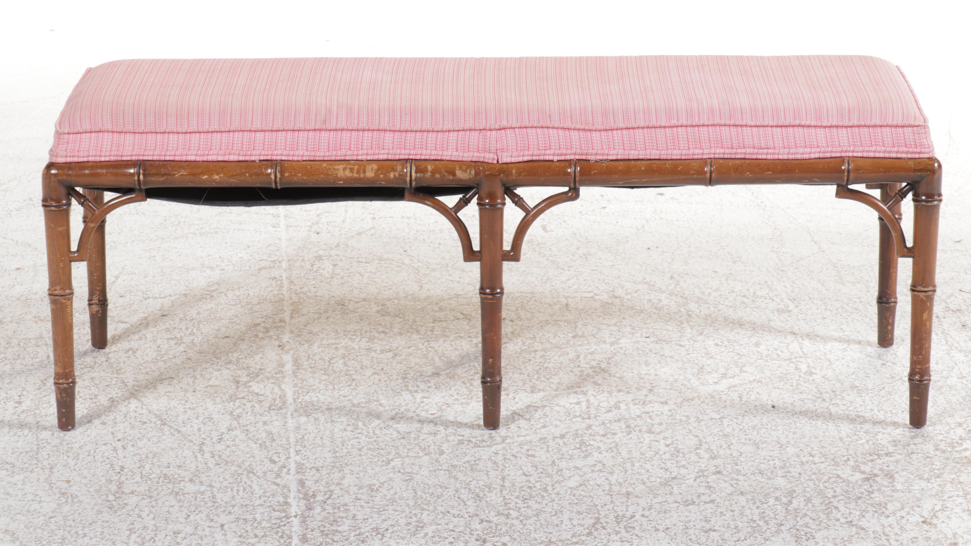 Bamboo Turned and Upholstered Bench