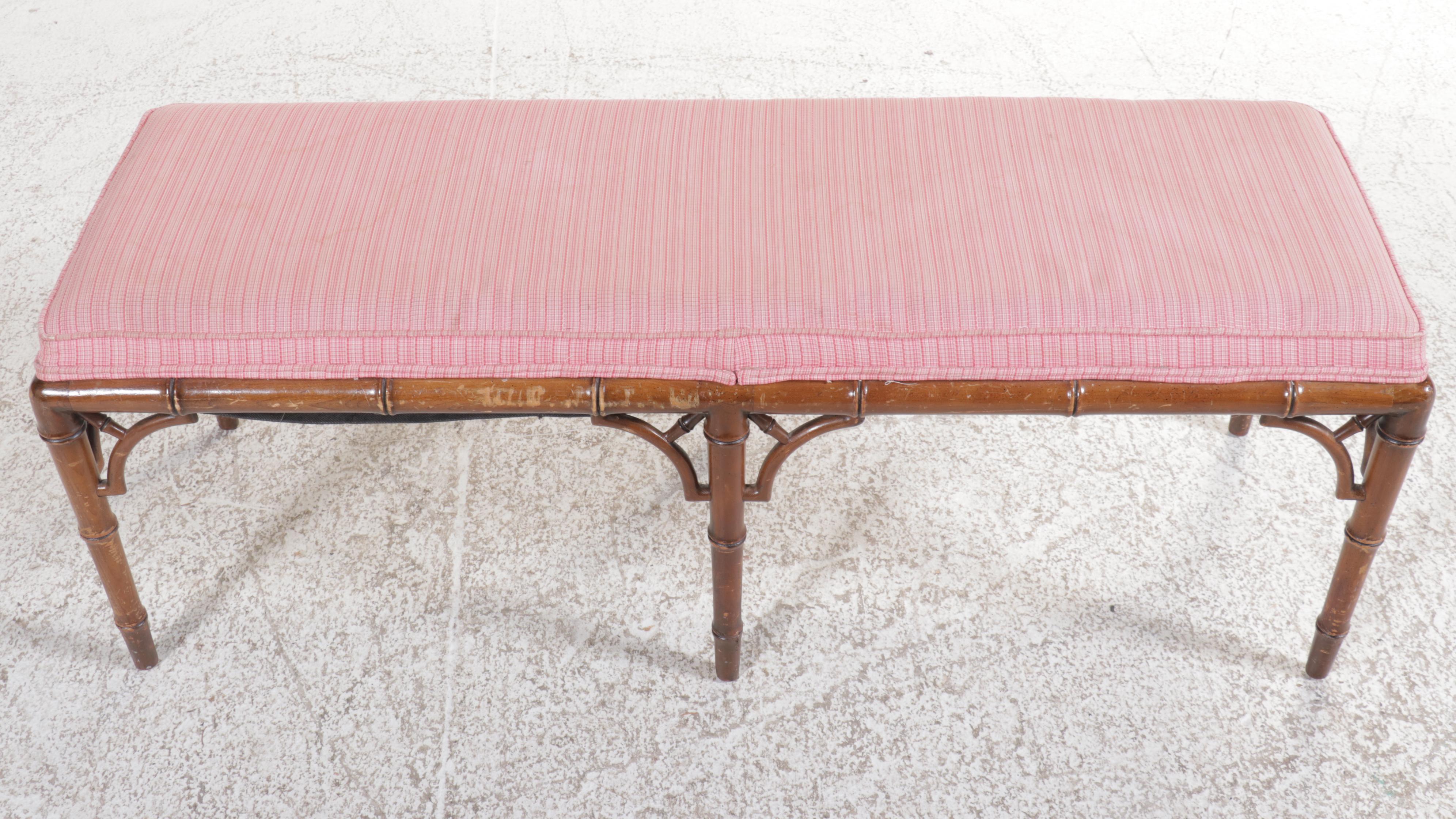 Bamboo Turned and Upholstered Bench