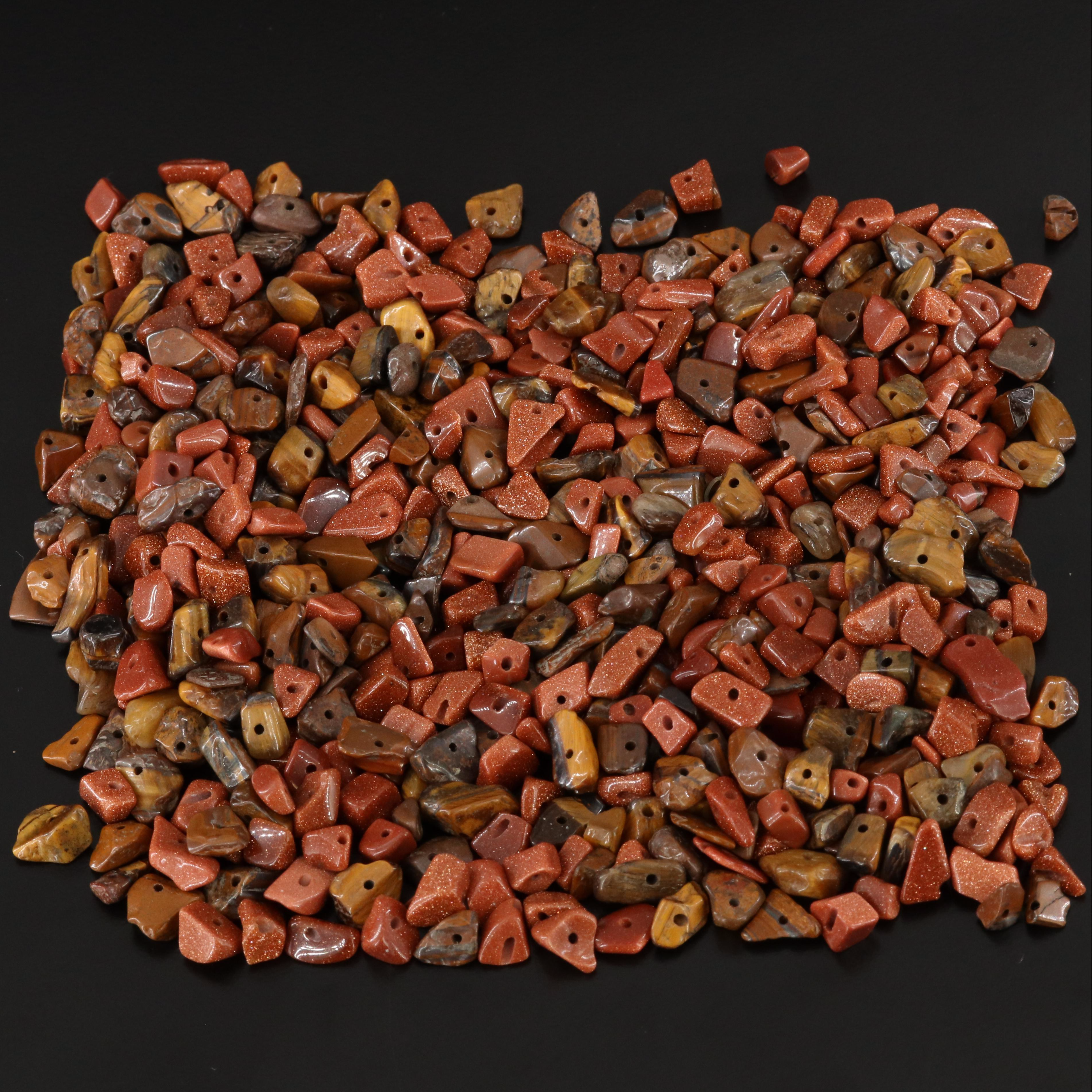 Loose Tumbled Tiger's Eye and Goldstone Glass