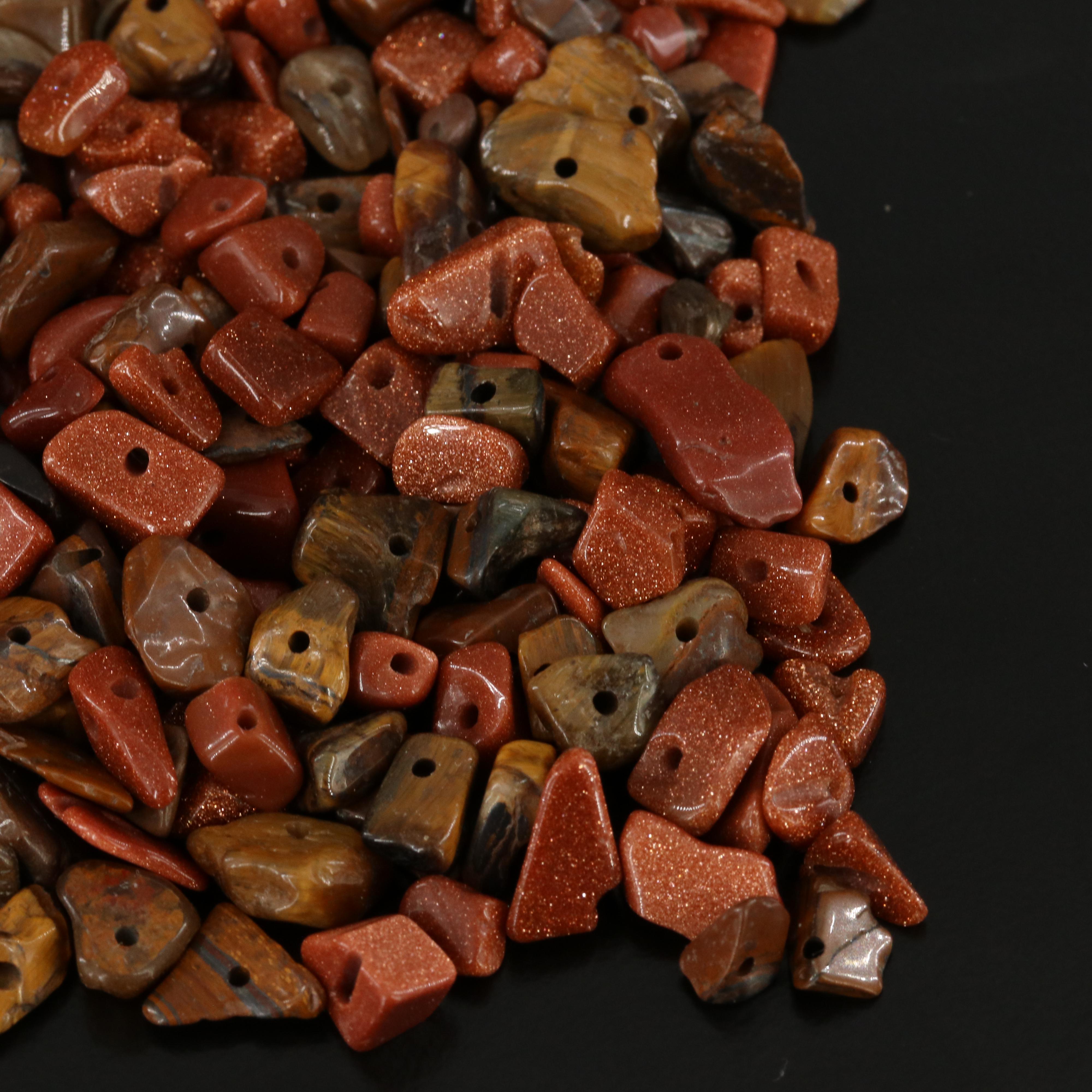 Loose Tumbled Tiger's Eye and Goldstone Glass