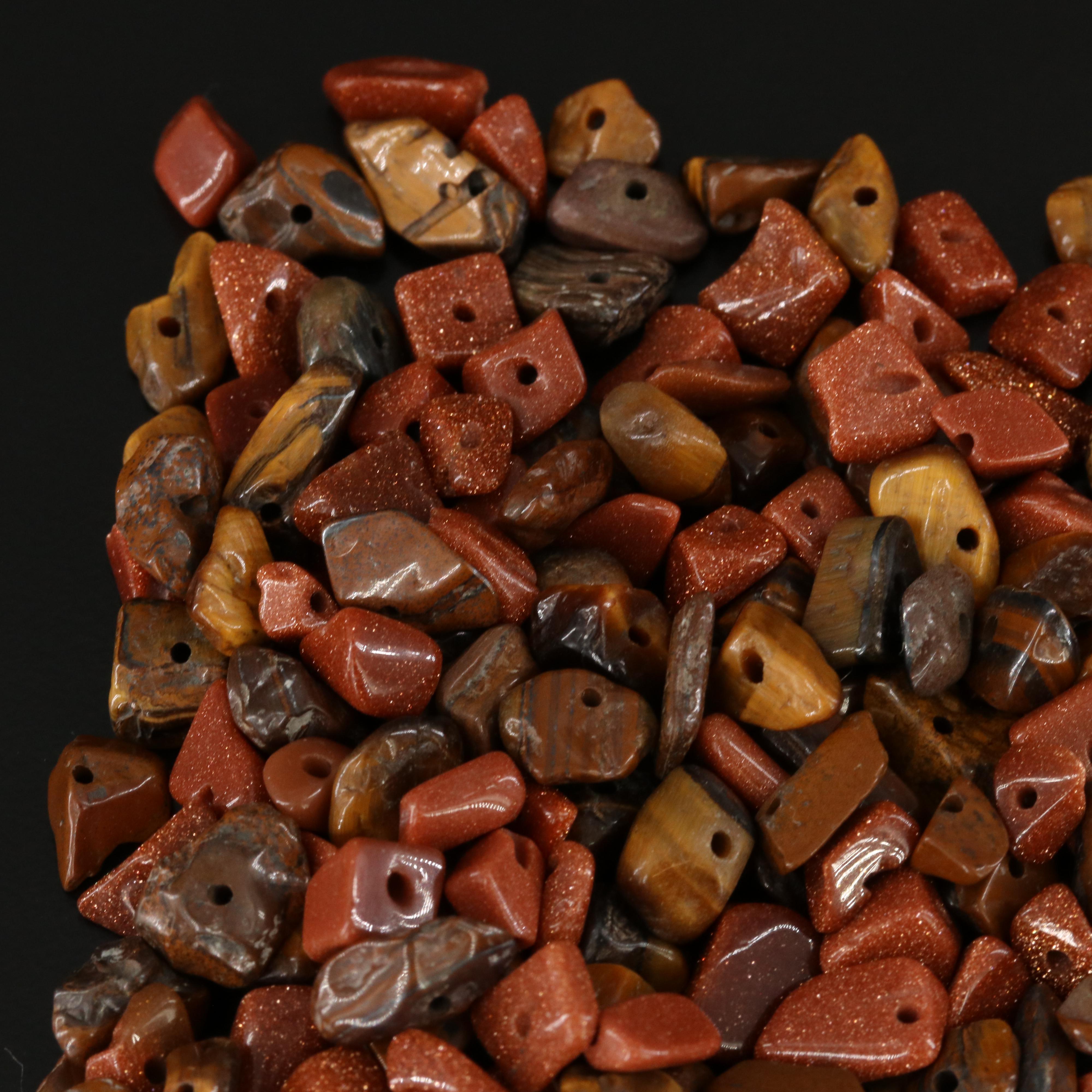 Loose Tumbled Tiger's Eye and Goldstone Glass