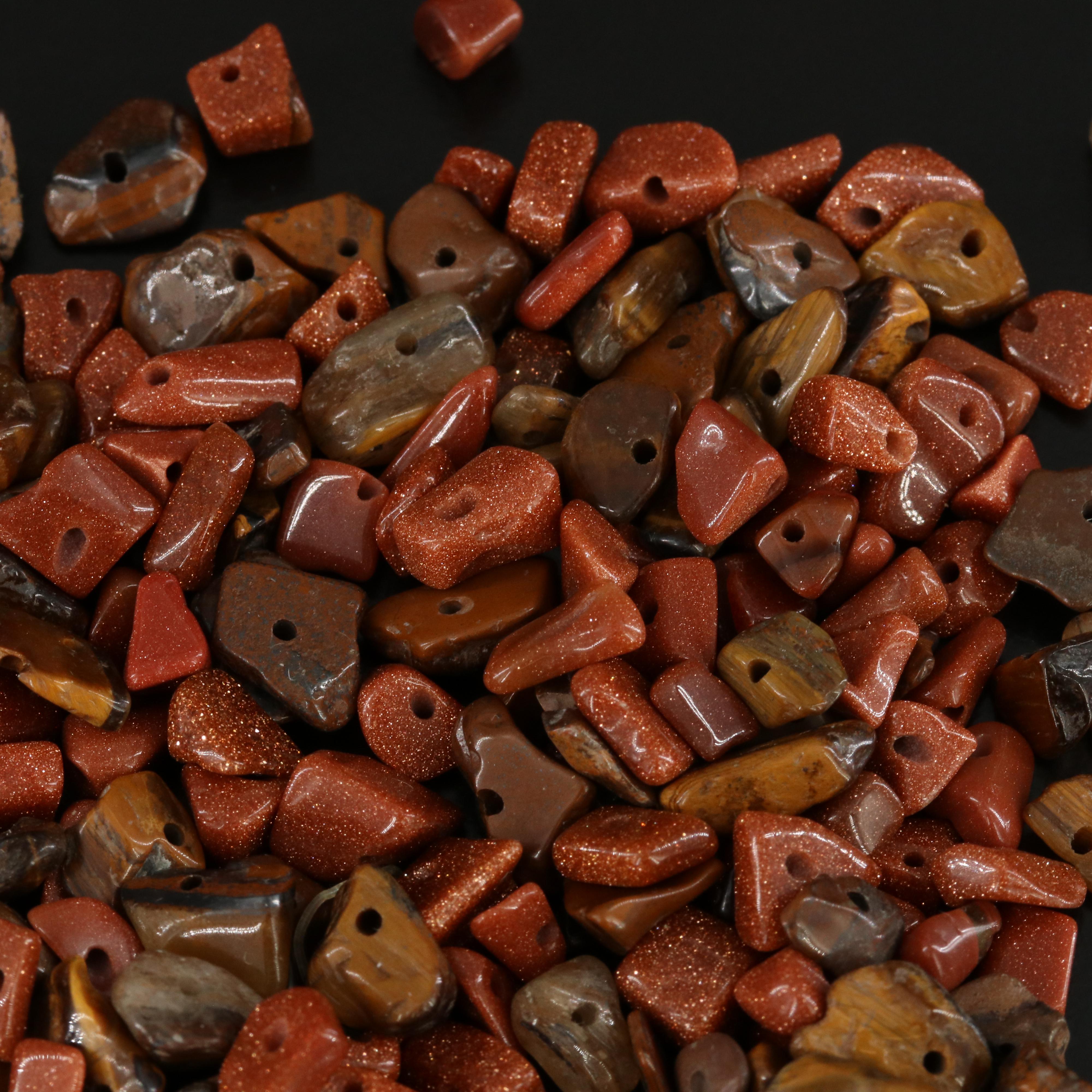 Loose Tumbled Tiger's Eye and Goldstone Glass