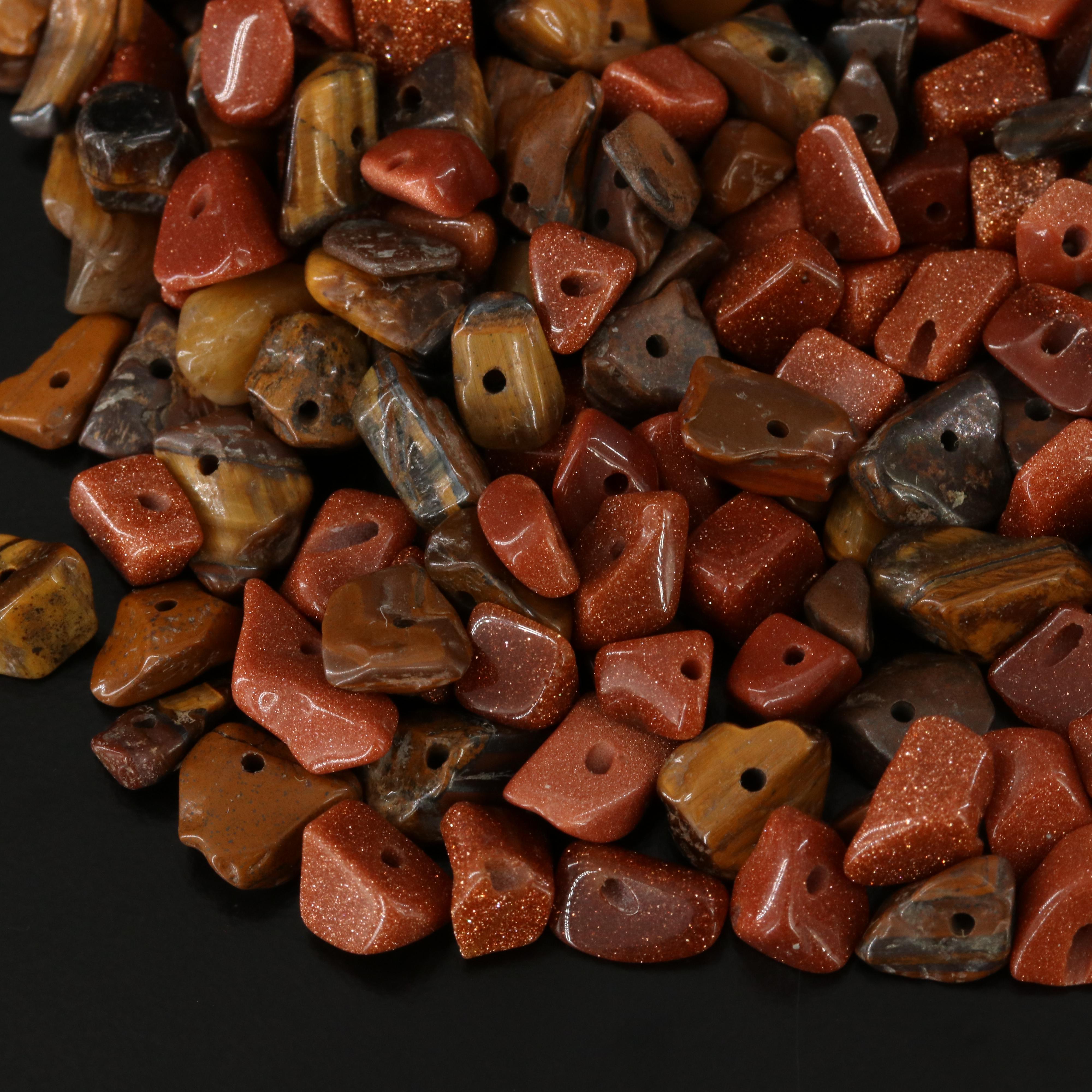 Loose Tumbled Tiger's Eye and Goldstone Glass