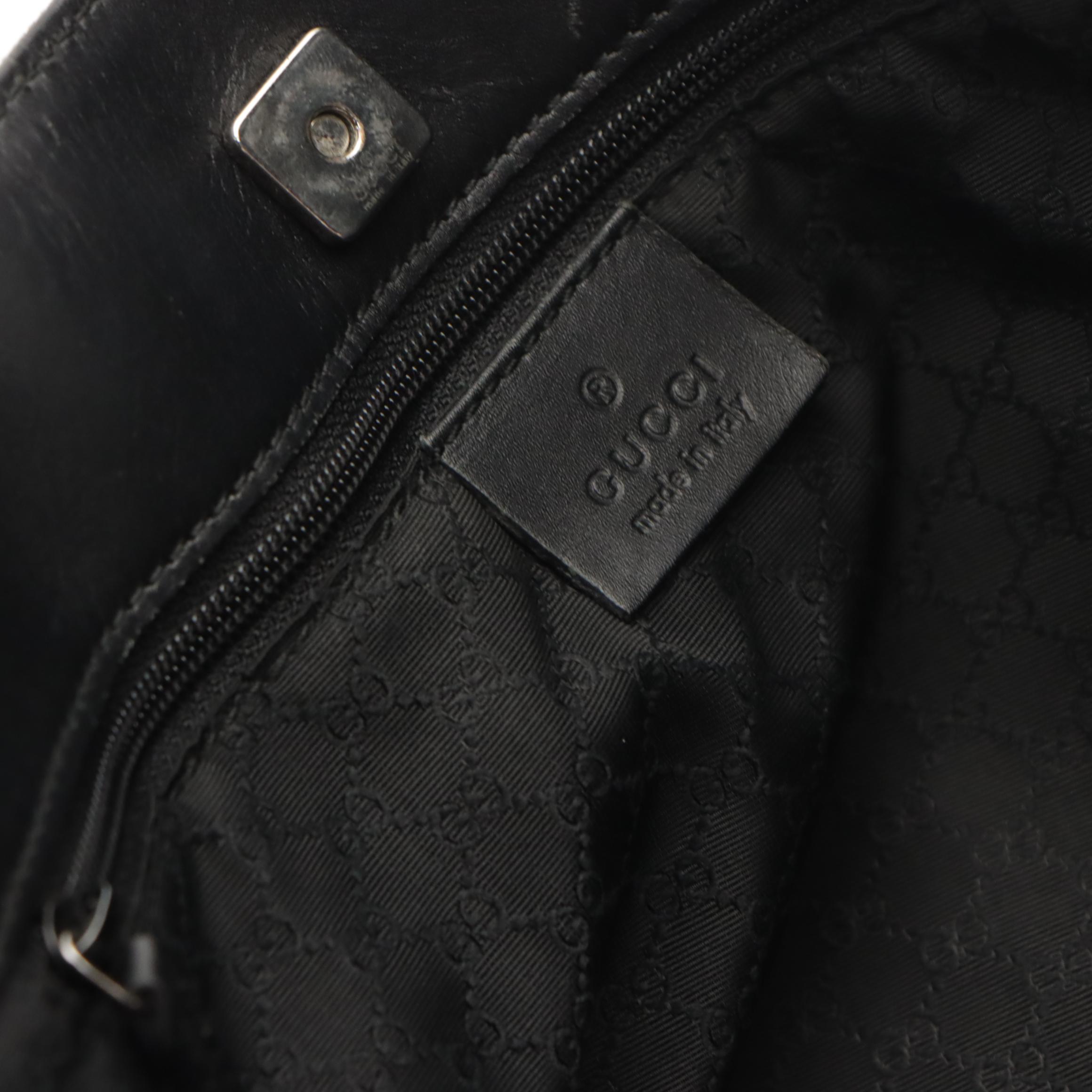 Gucci Dark Denim and Black Leather Web Stripe Trim/Strap Shoulder Bag