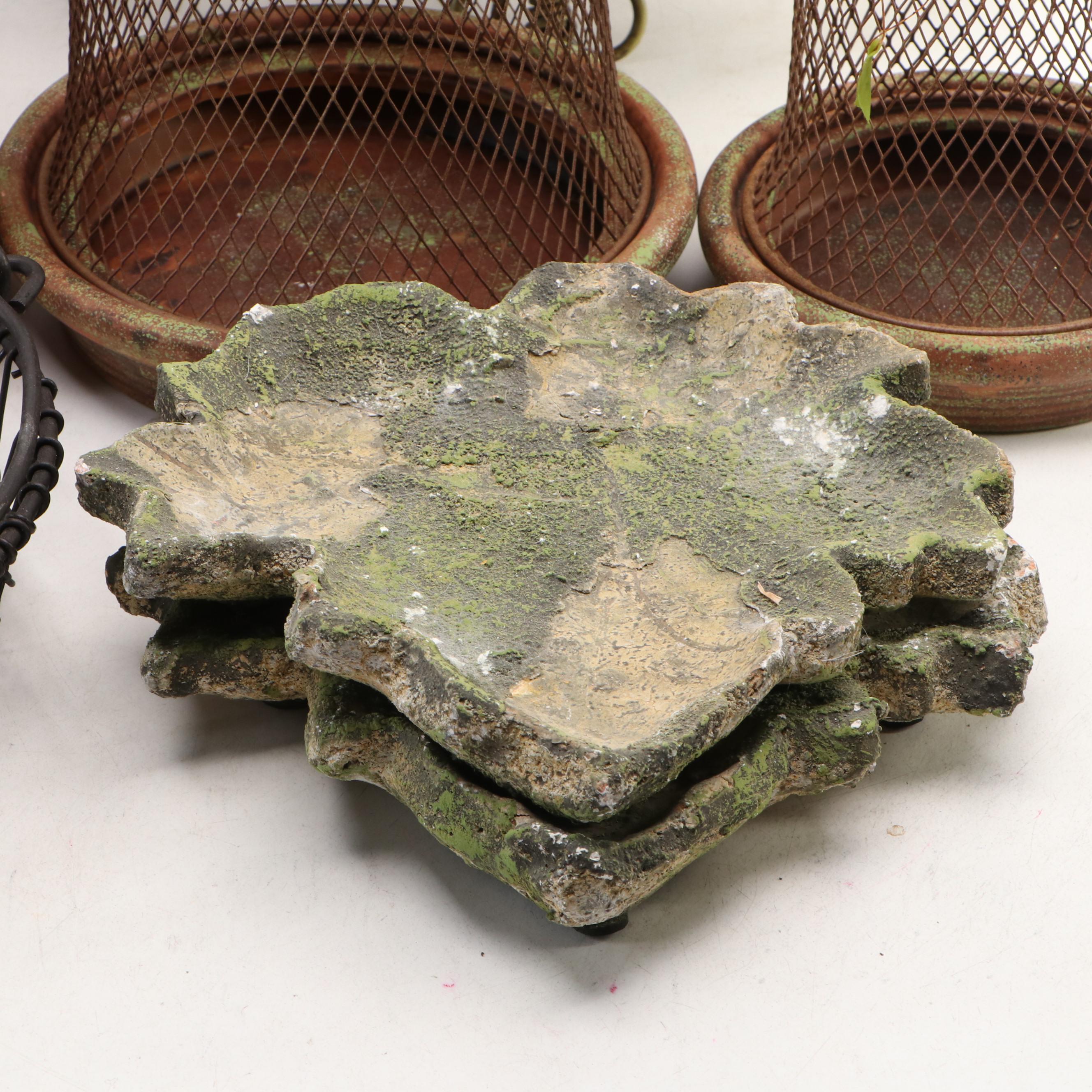 Woven Pineapple Form Candle Holder with Wicker Basket, Flower Frogs, and More