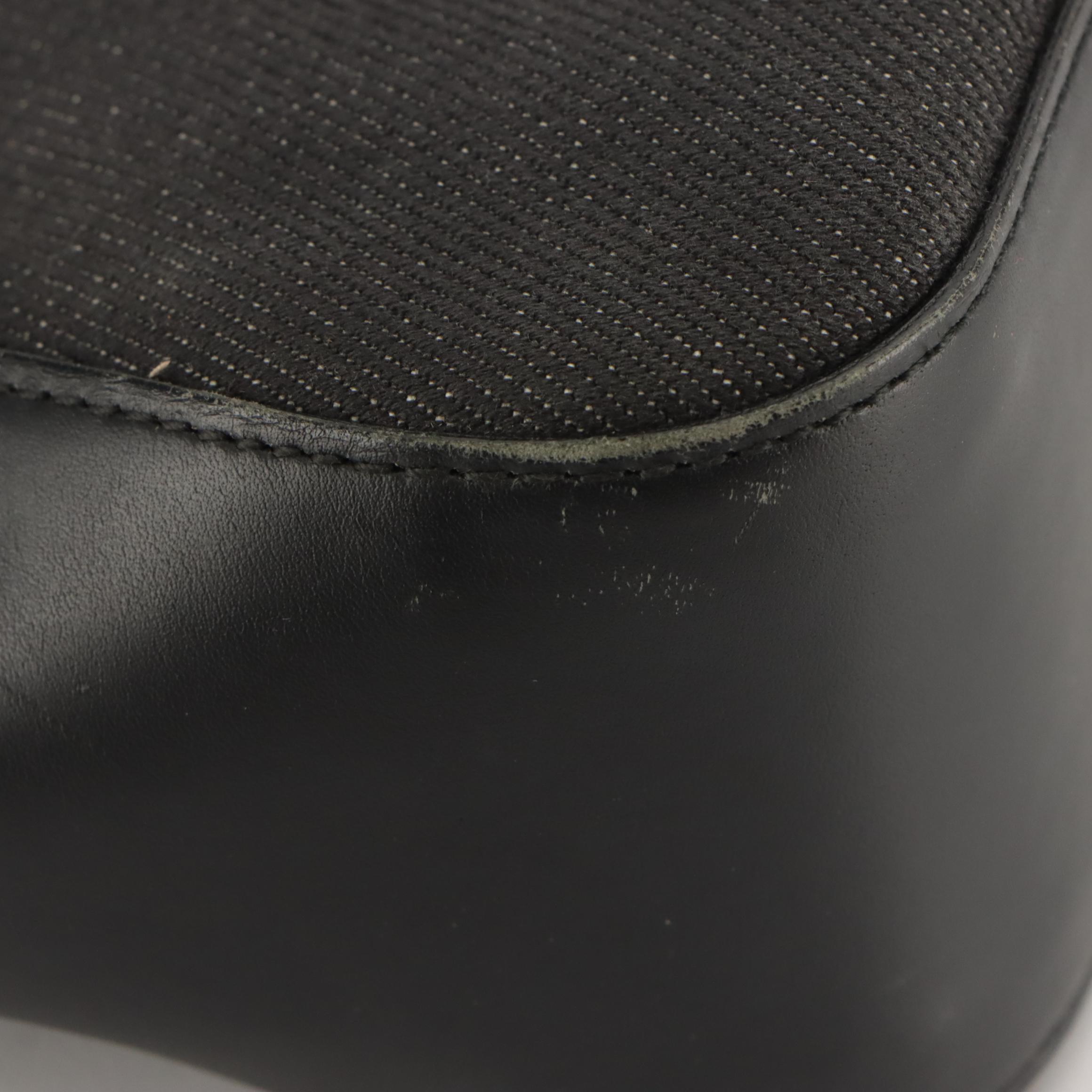 Gucci Dark Denim and Black Leather Web Stripe Trim/Strap Shoulder Bag