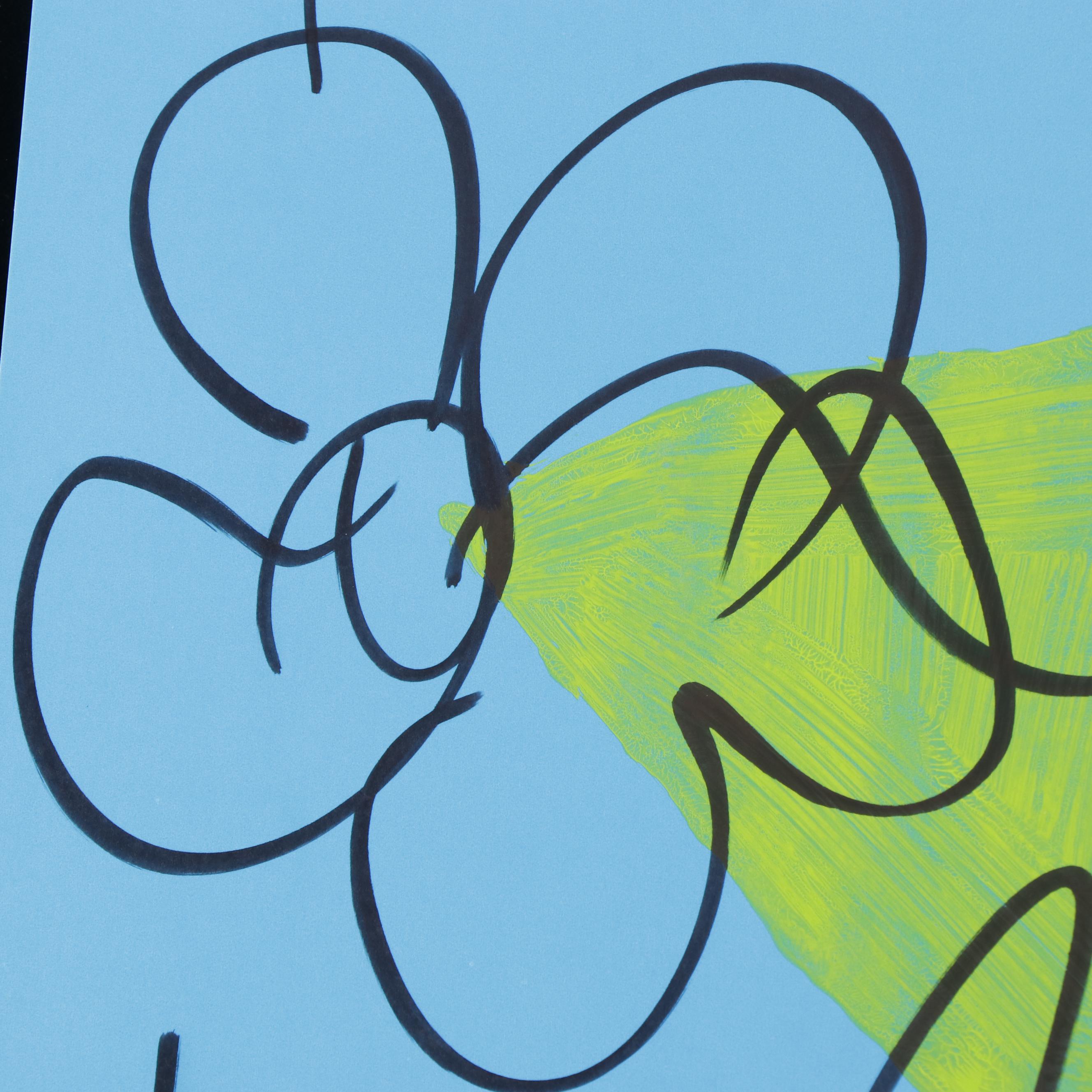 Peter Keil Abstract Acrylic Portrait Painting, Late 20th Century