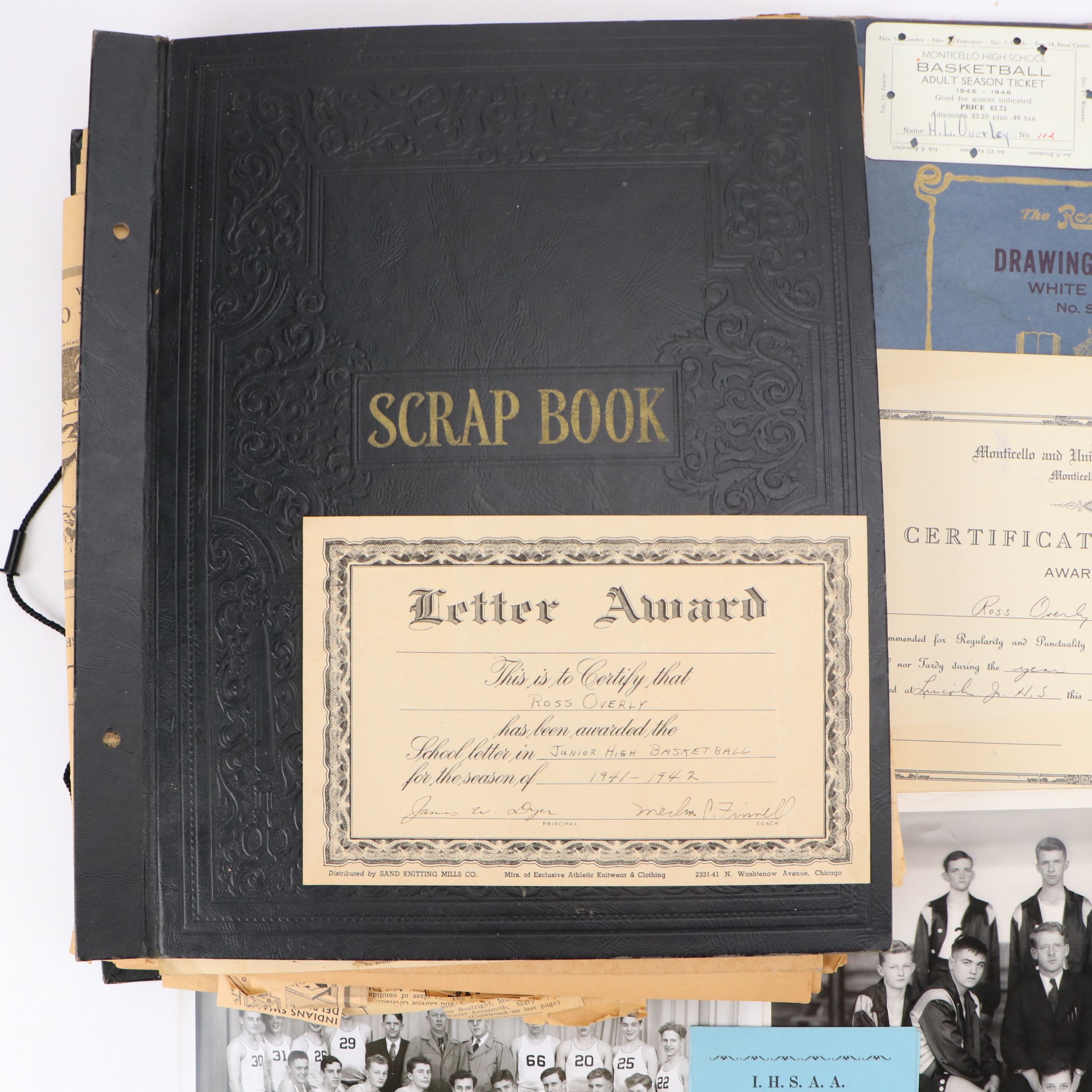 Sports Ephemera and Newspaper Clipping Scrapbook with Photographs