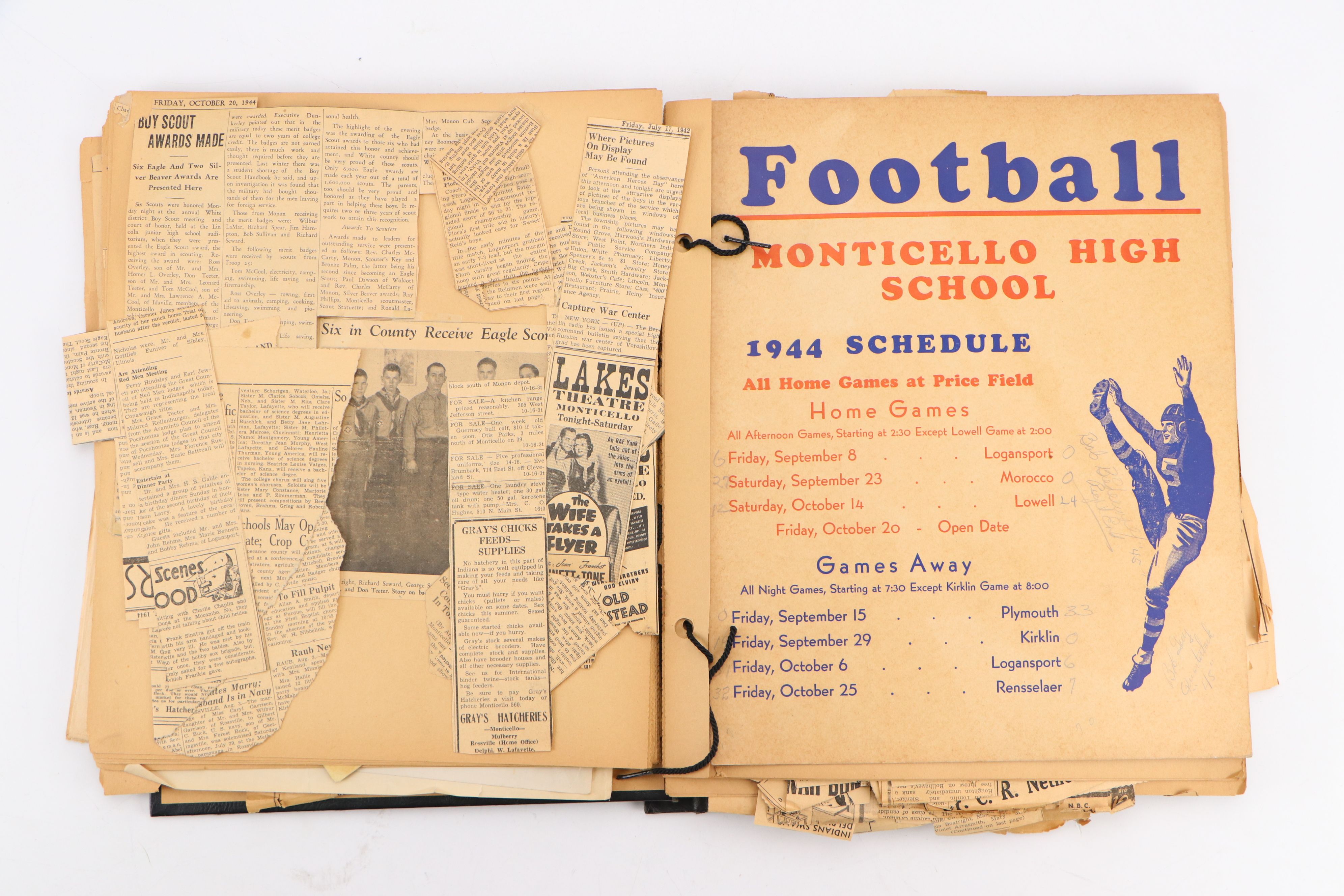 Sports Ephemera and Newspaper Clipping Scrapbook with Photographs
