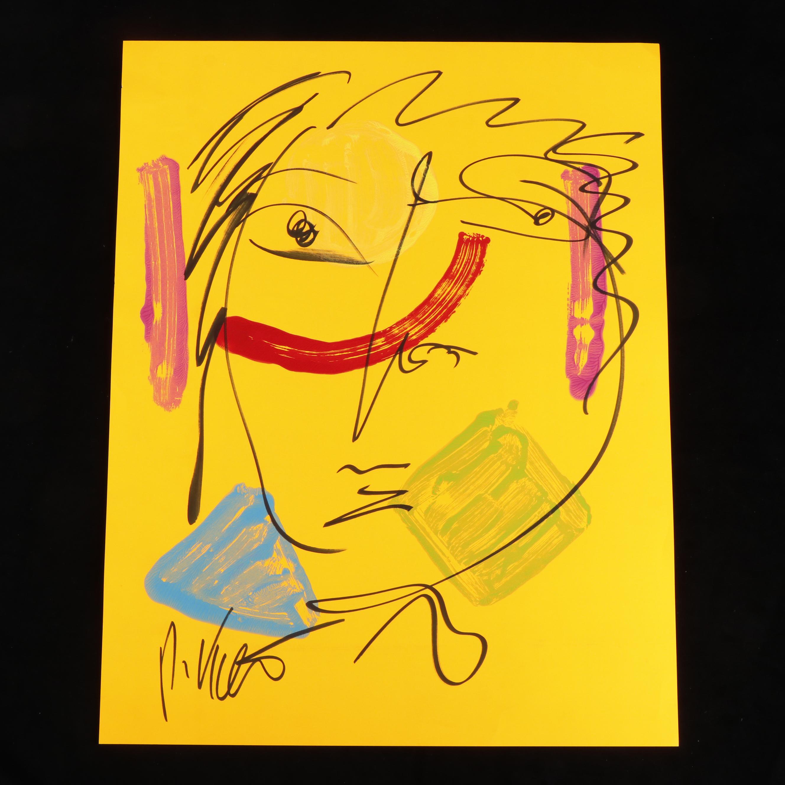 Peter Keil Abstract Acrylic Portrait Painting, Late 20th Century