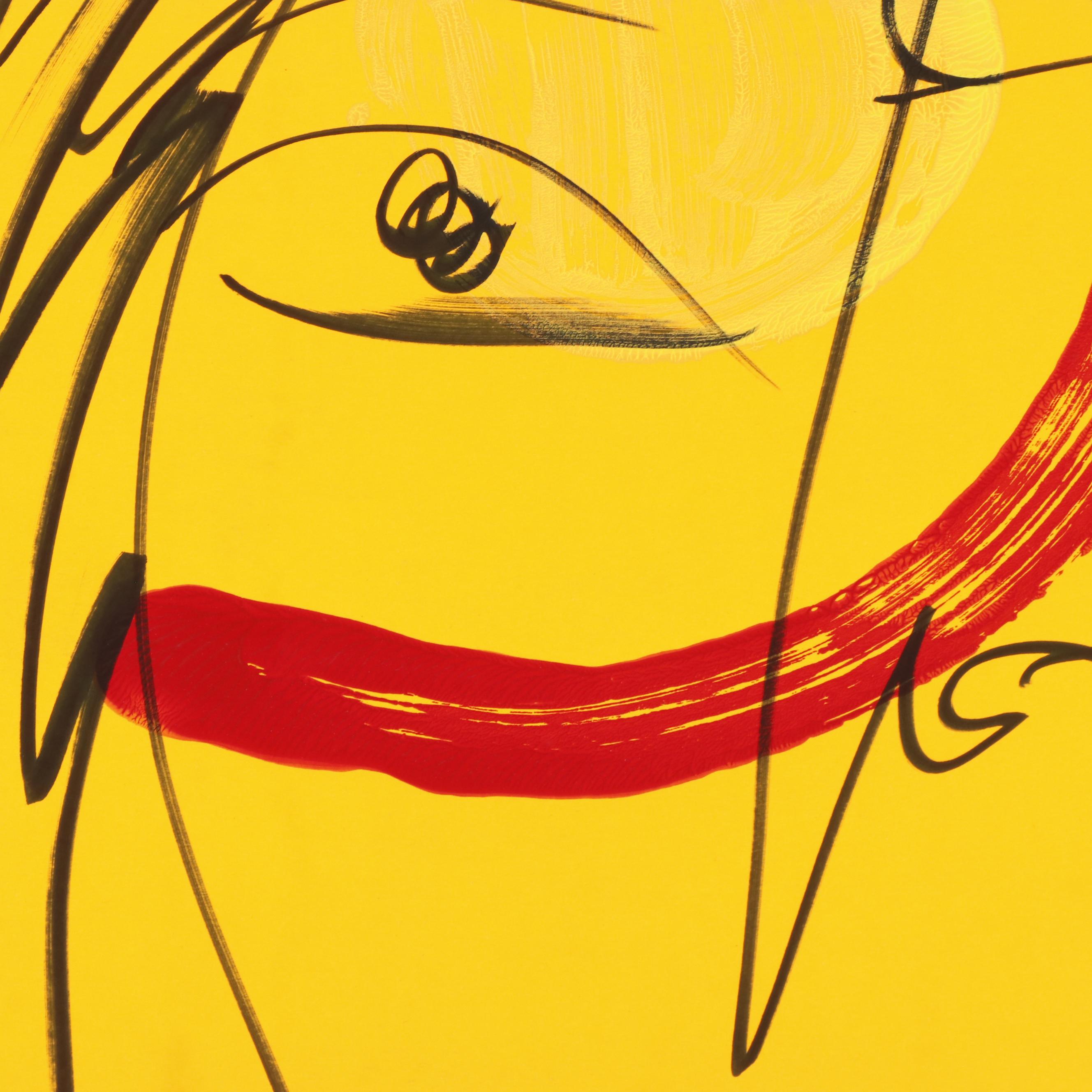 Peter Keil Abstract Acrylic Portrait Painting, Late 20th Century