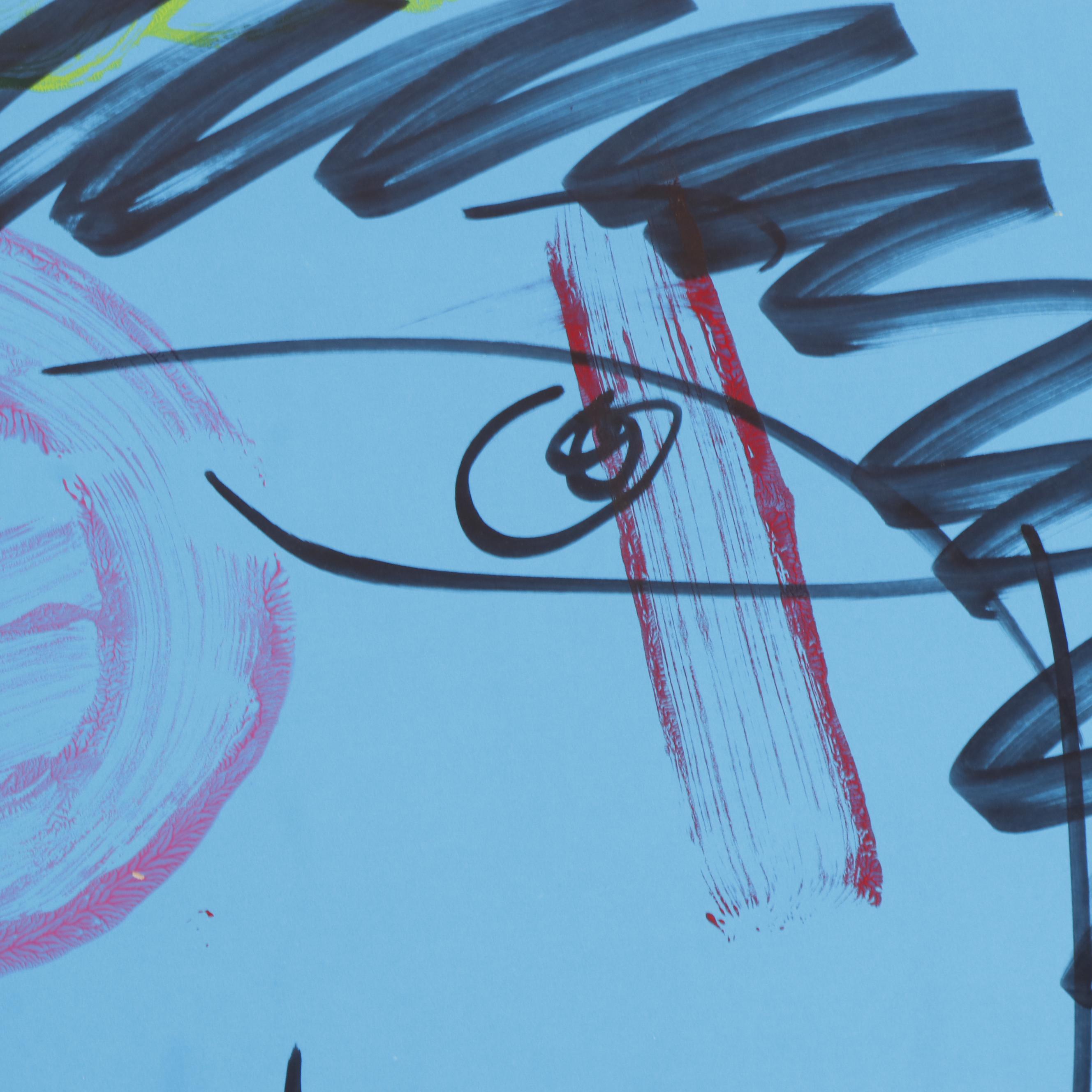 Peter Keil Abstract Acrylic Portrait Painting, Late 20th Century