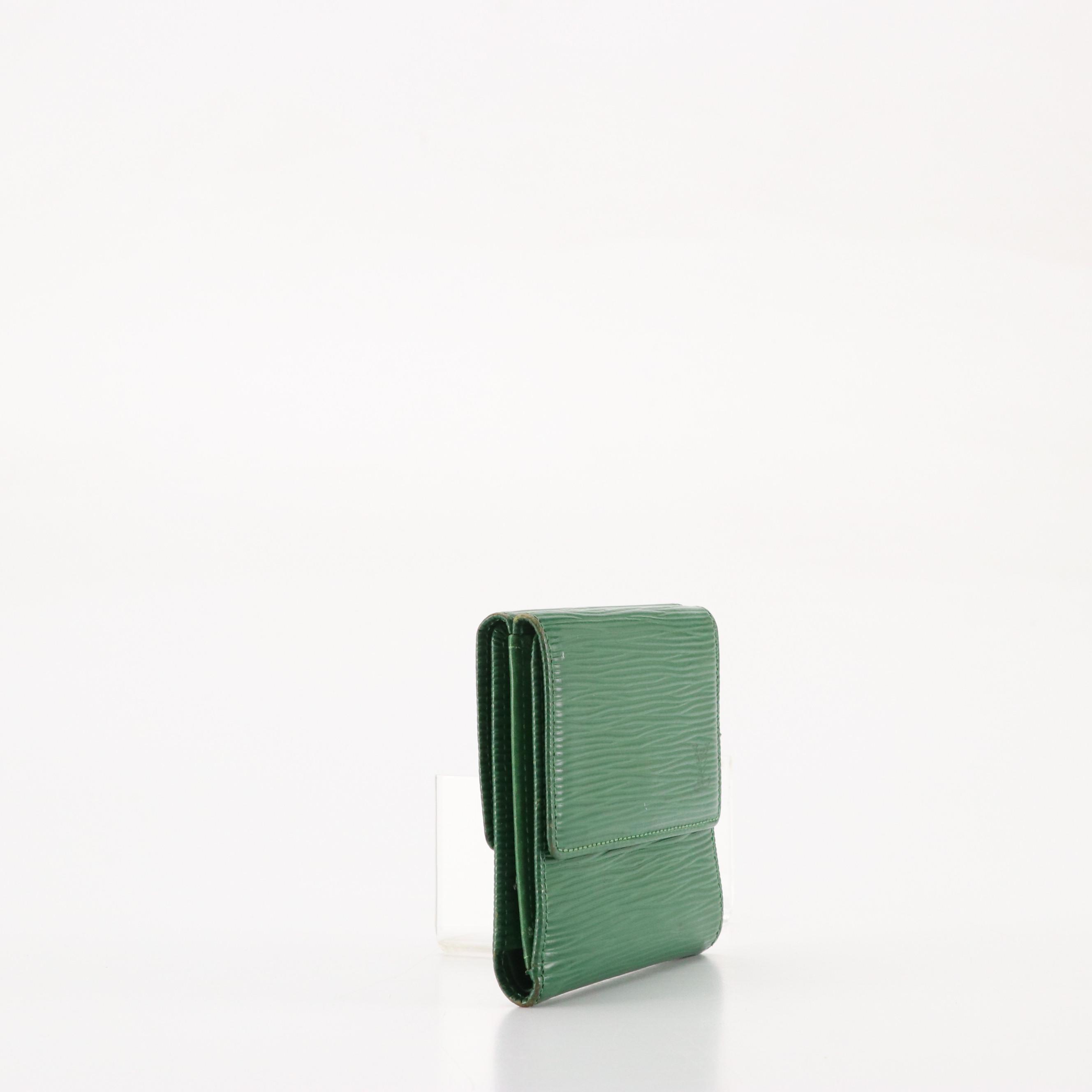 Louis Vuitton Elise Bifold Wallet in Borneo Green Epi Leather with Box