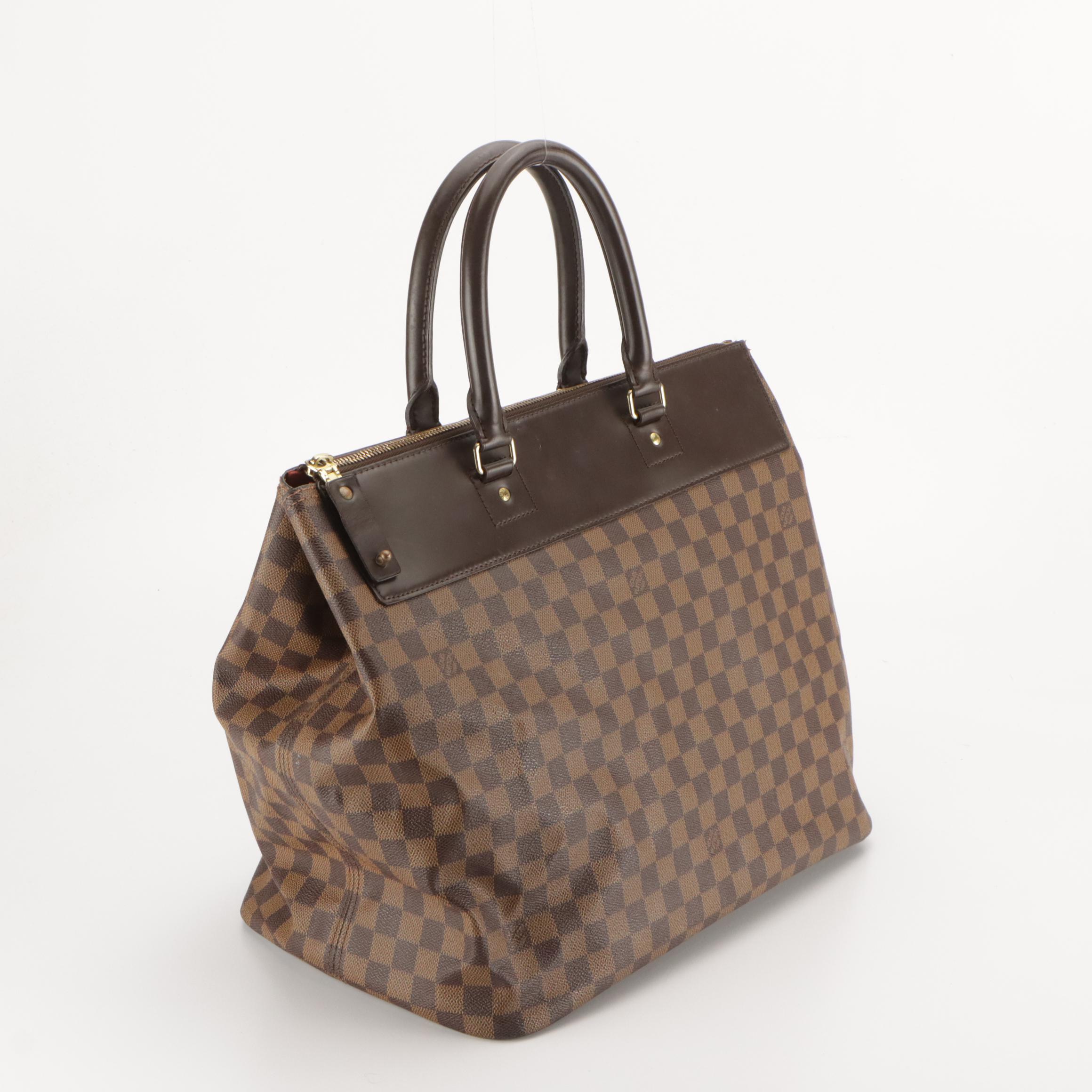 Louis Vuitton Greenwich PM Top Handle Bag in Damier Ebene Canvas and Leather