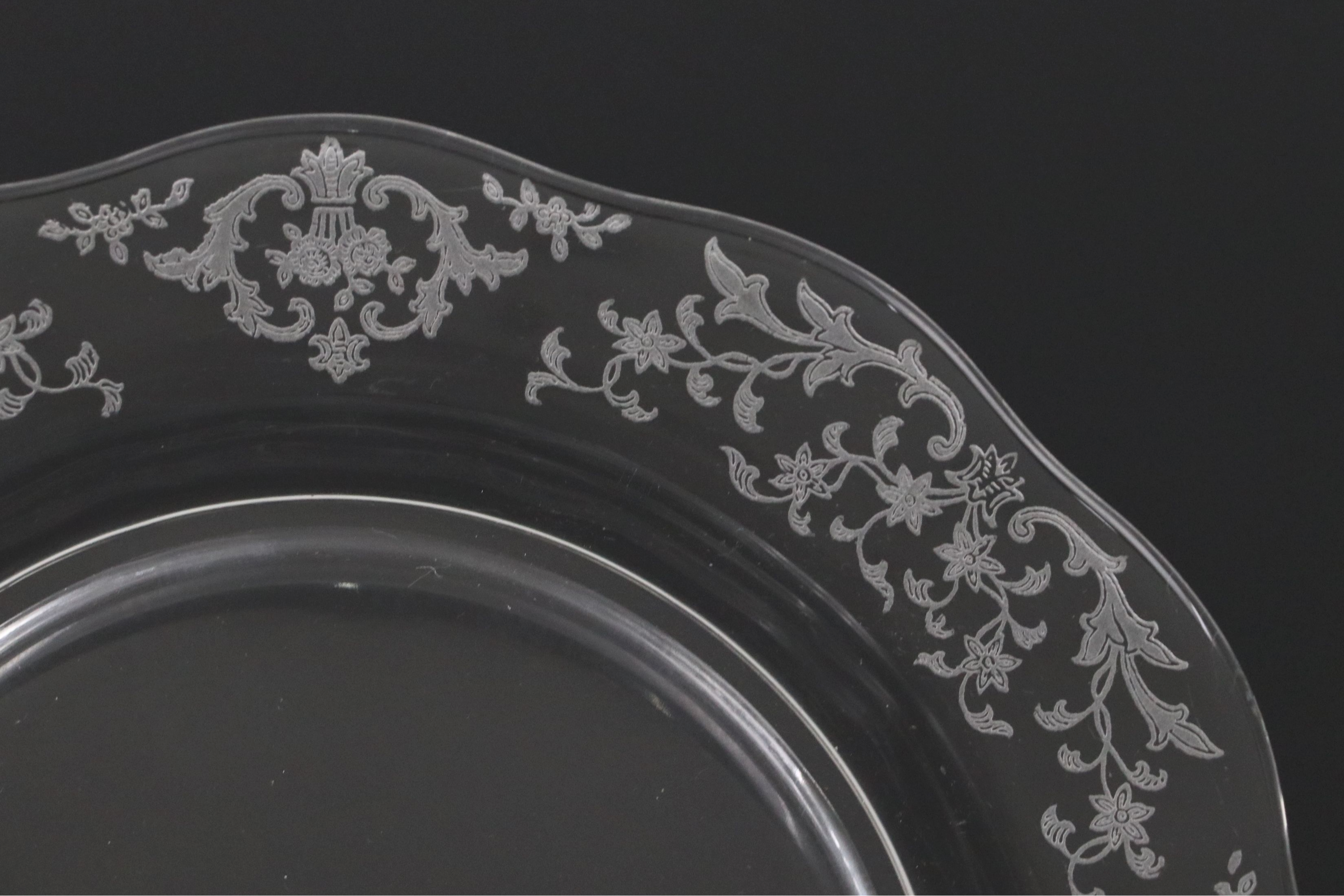 Etched Floral and Laurel Crystal Glass Tableware
