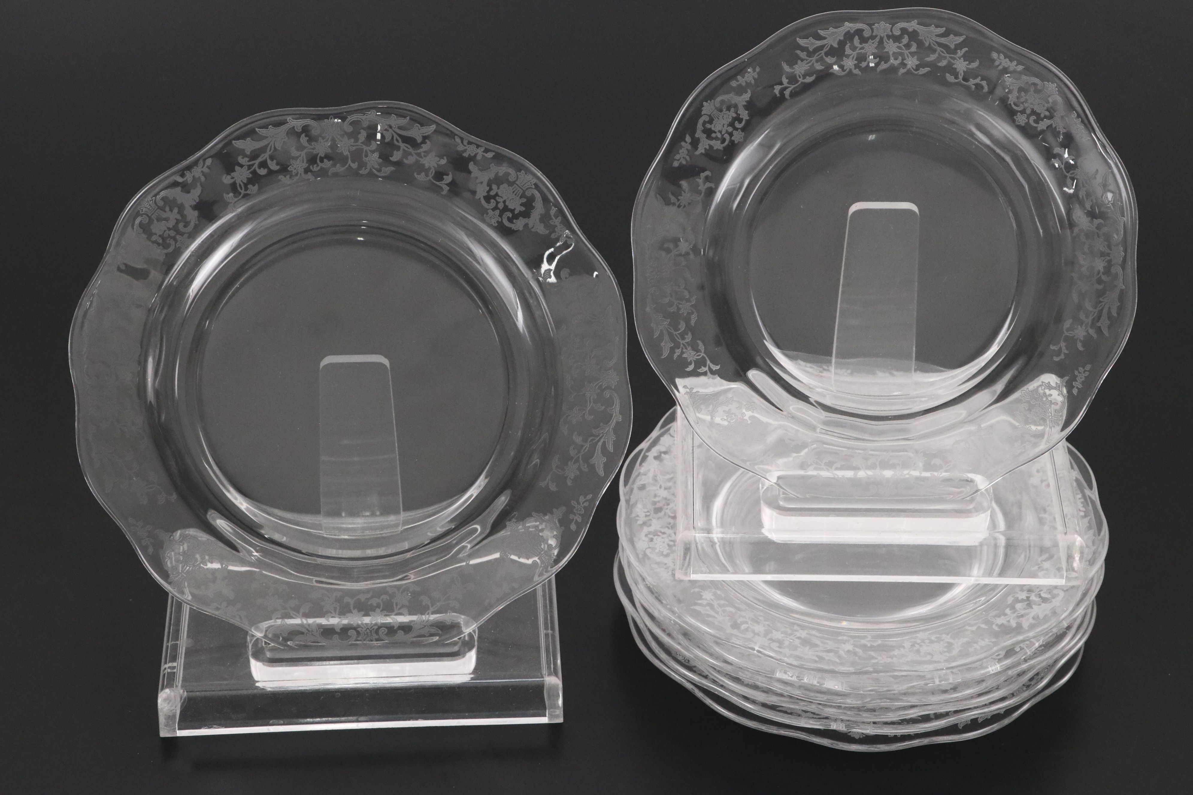 Etched Floral and Laurel Crystal Glass Tableware