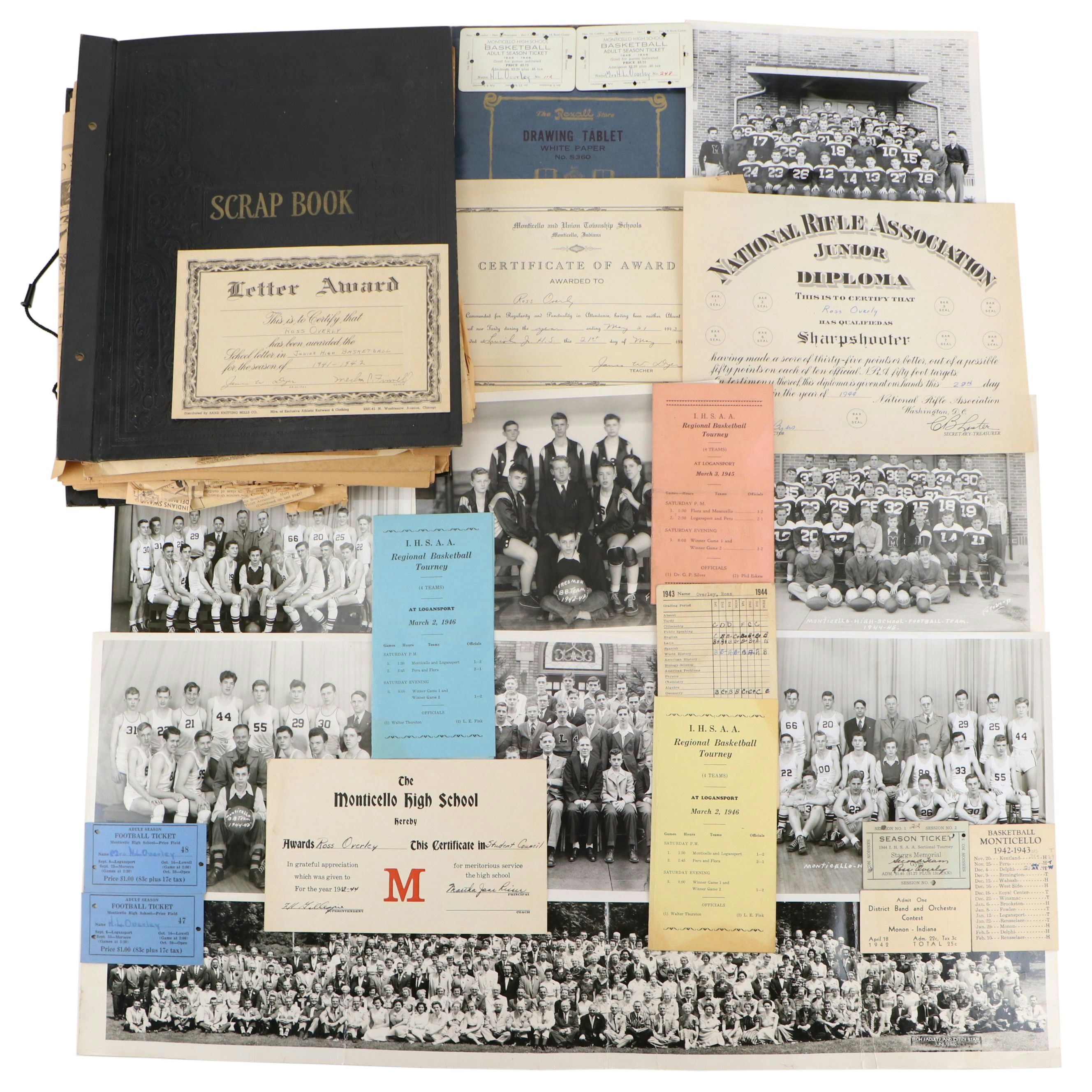 Sports Ephemera and Newspaper Clipping Scrapbook with Photographs