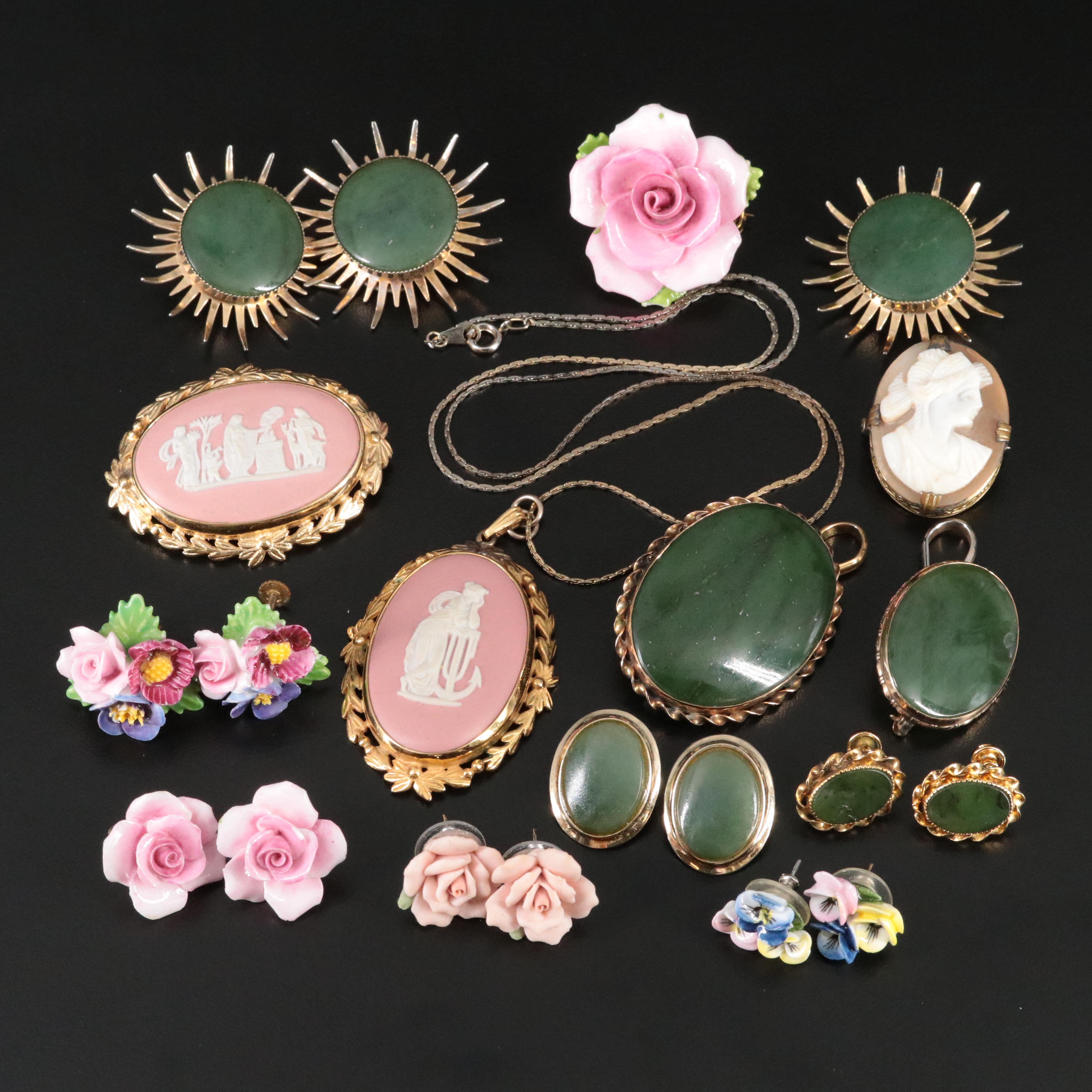 Collection of Brooches, Necklaces and Earrings Featuring Wedgwood