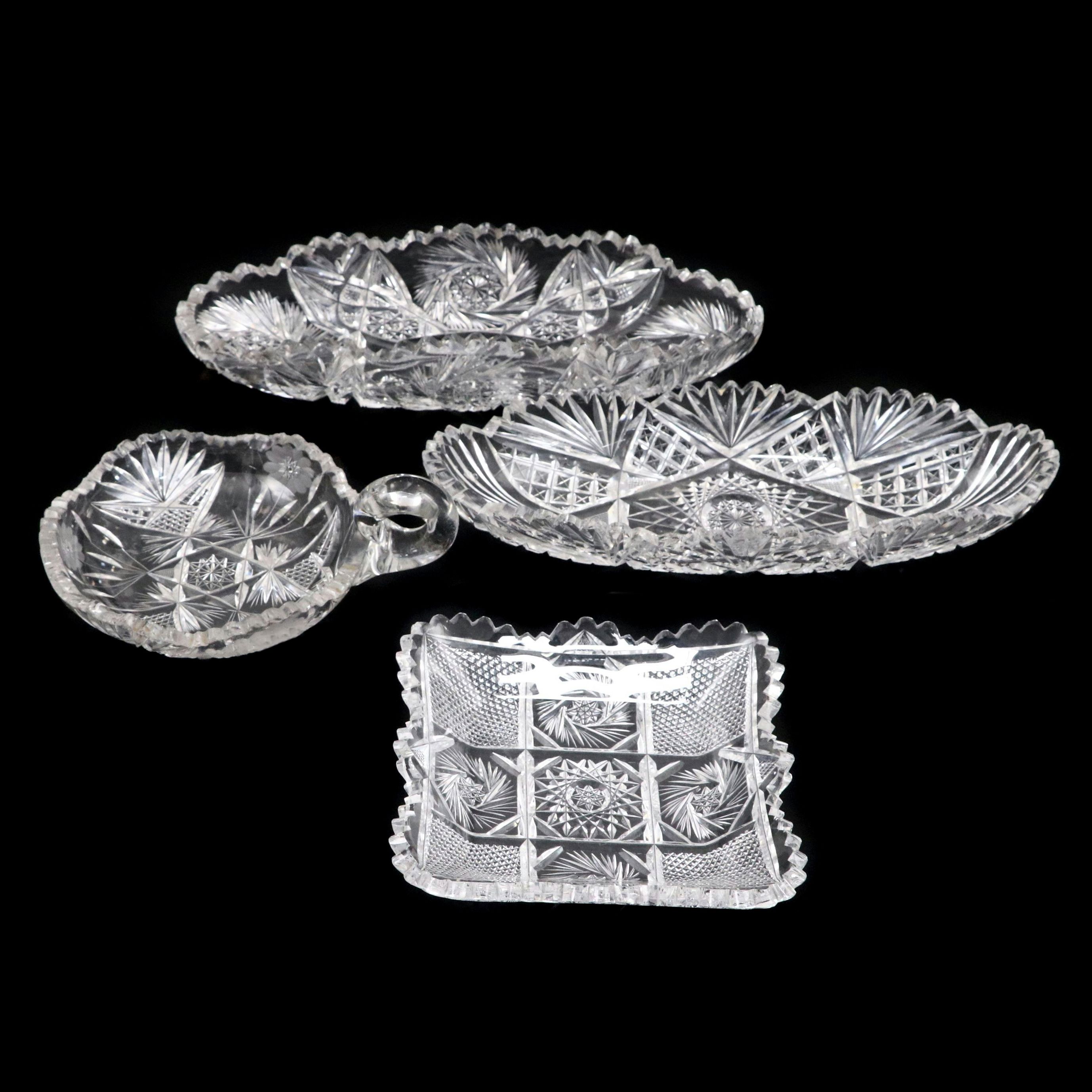 American Brilliant Style Cut Glass Nappy Bowls and Other Tableware, 20th C.