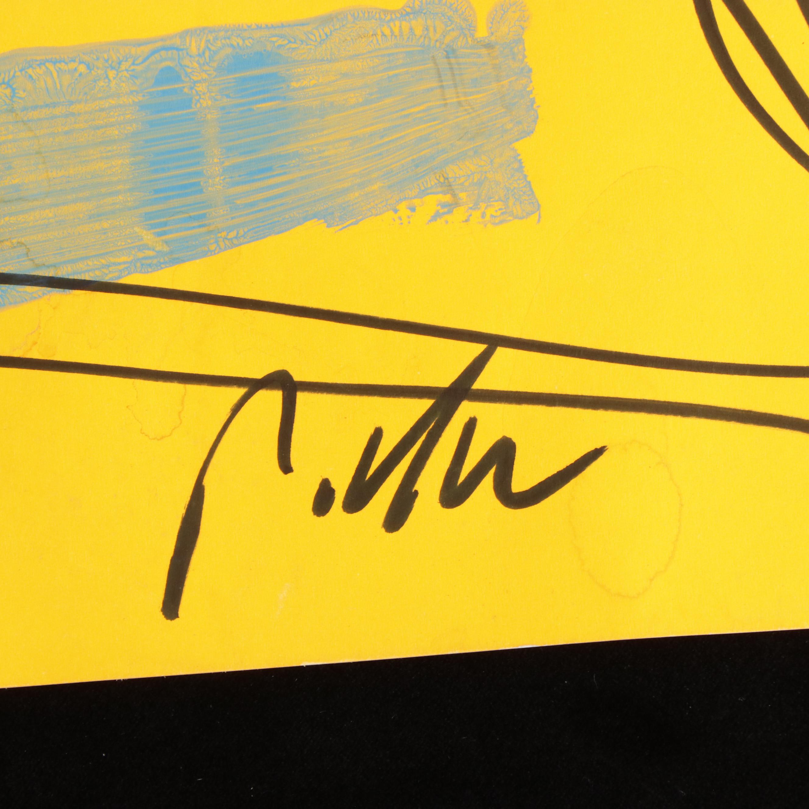 Peter Keil Abstract Acrylic Portrait Painting, Late 20th Century