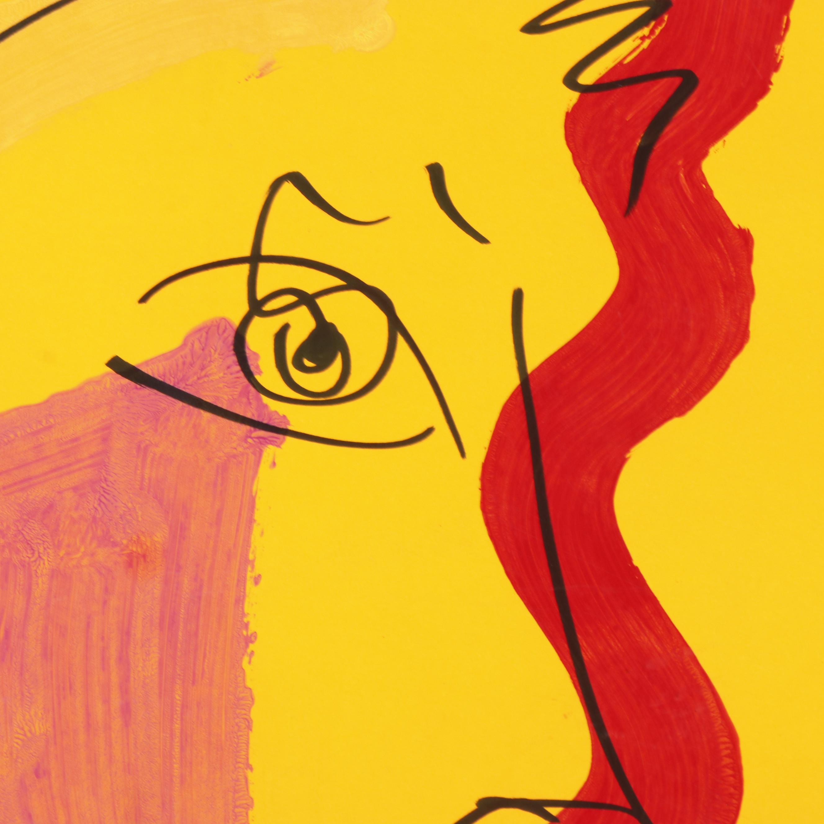 Peter Keil Abstract Acrylic Portrait Painting, Late 20th Century