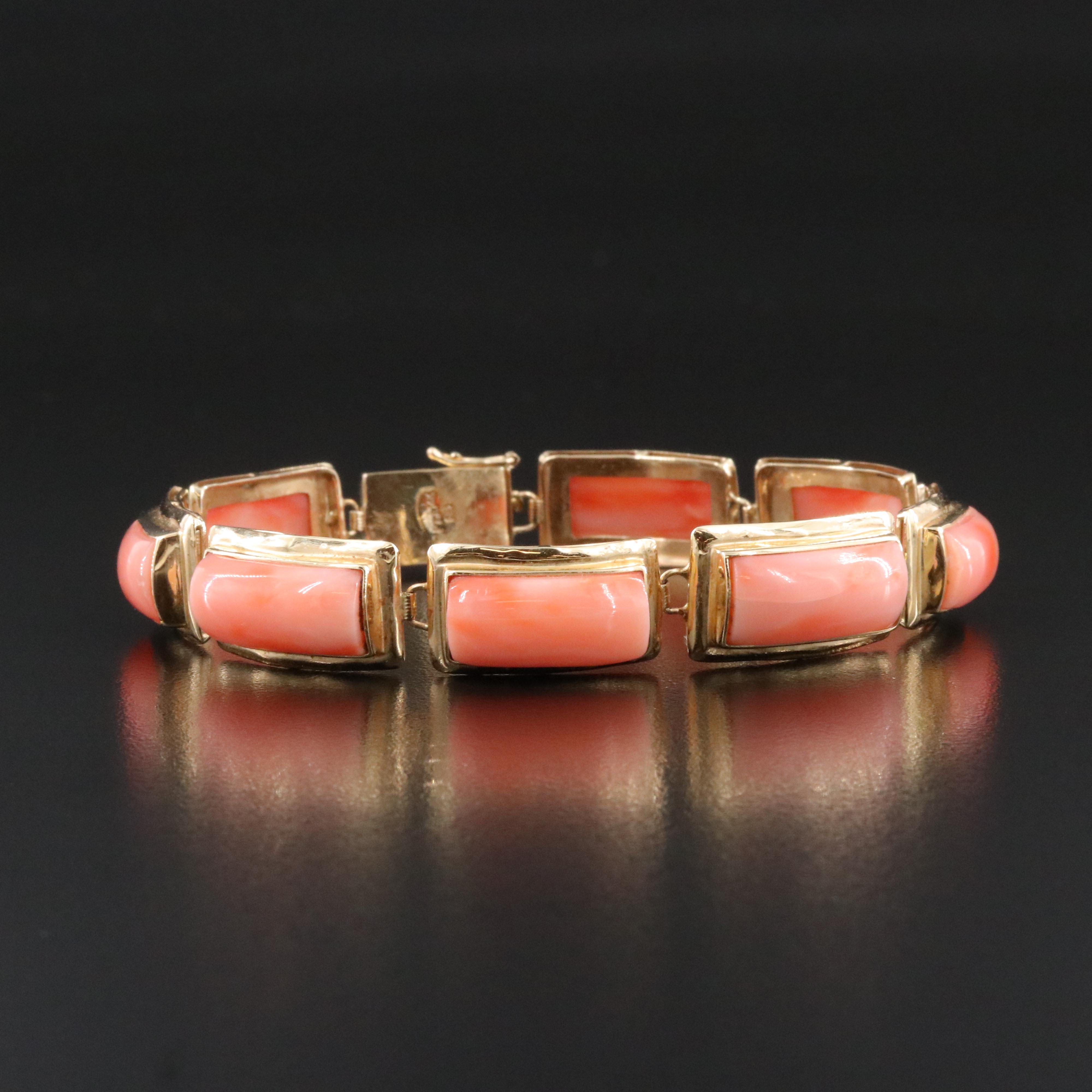14K Coral Bracelet with Chinese Good Fortune Clasp