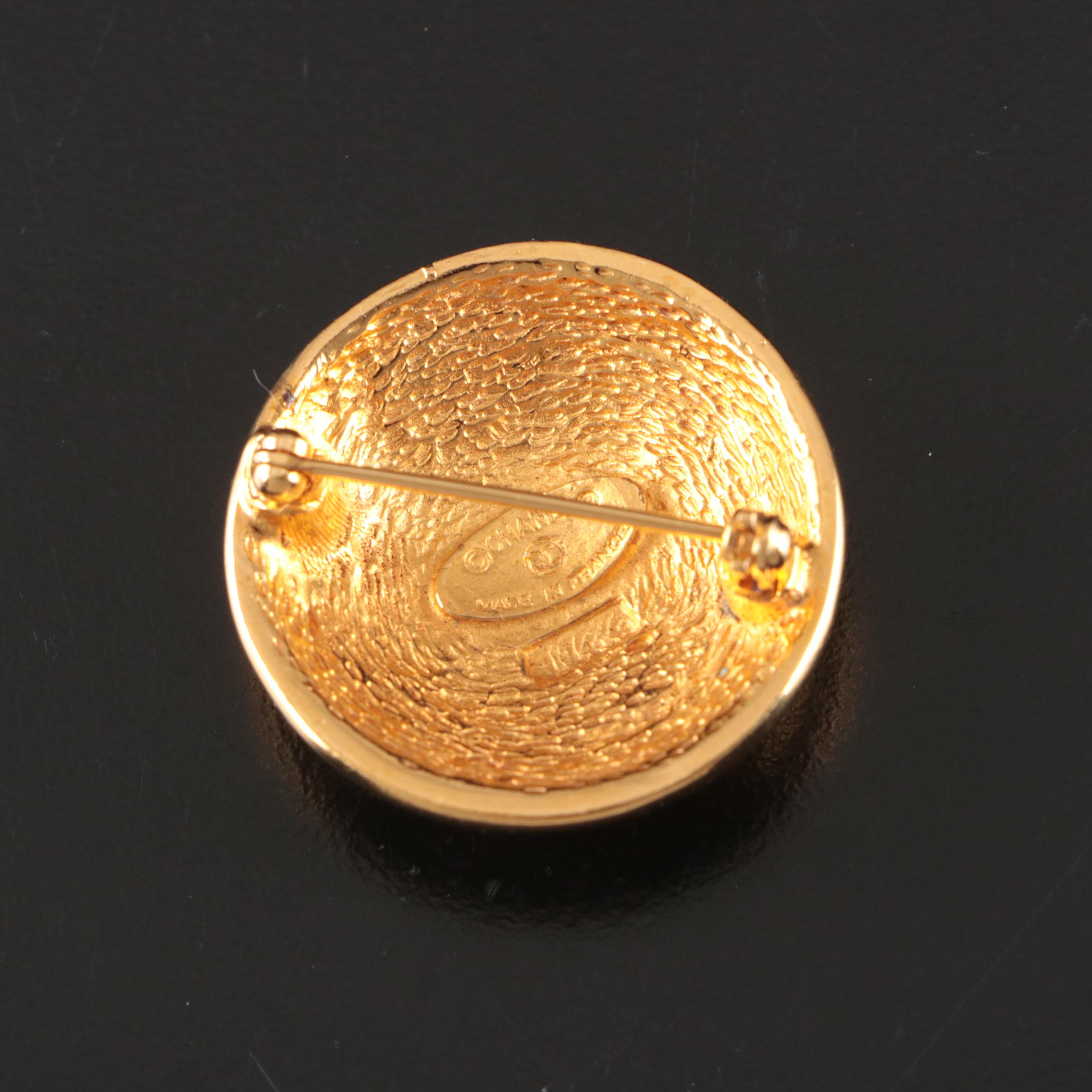 Chanel CC Quilted Round Brooch Pin