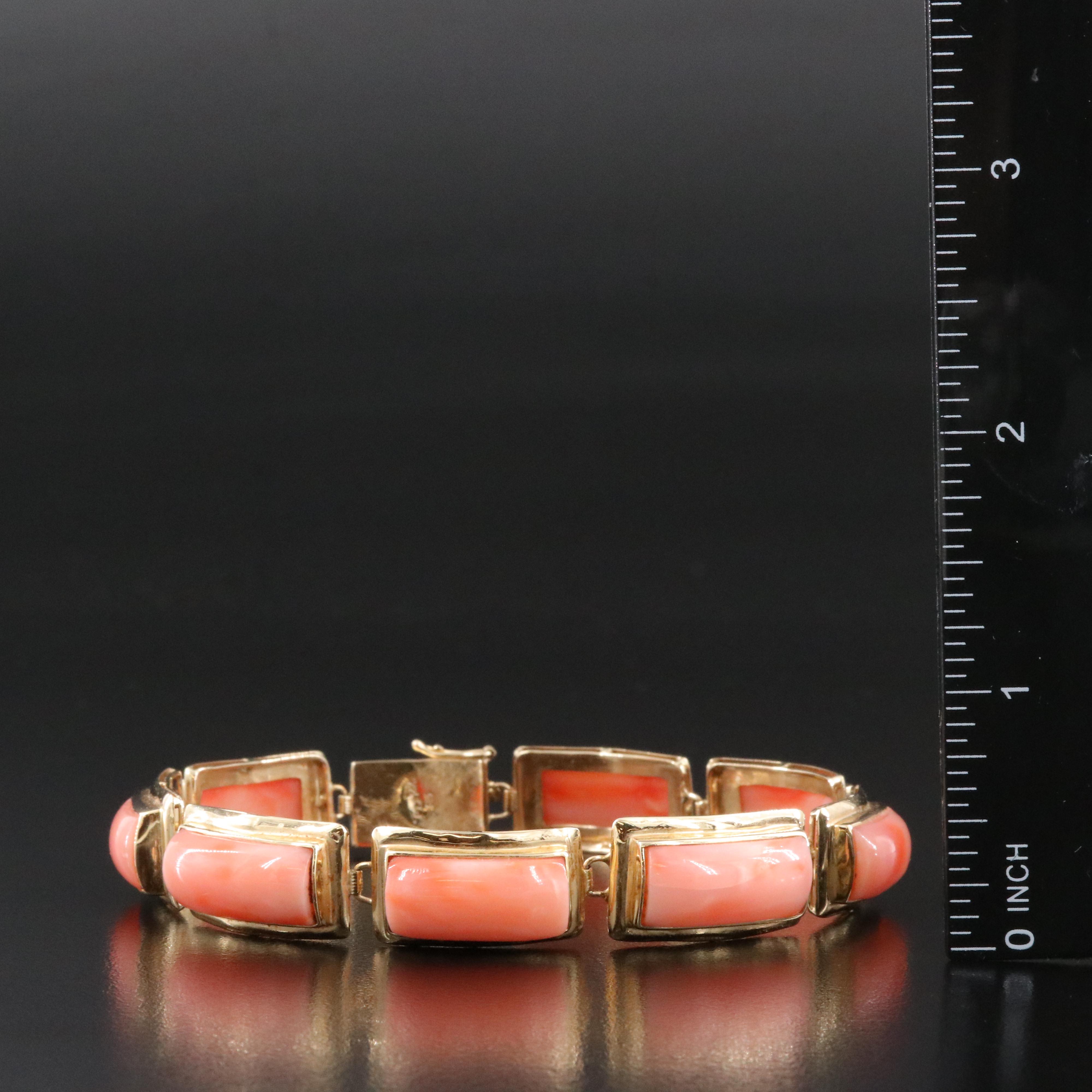 14K Coral Bracelet with Chinese Good Fortune Clasp