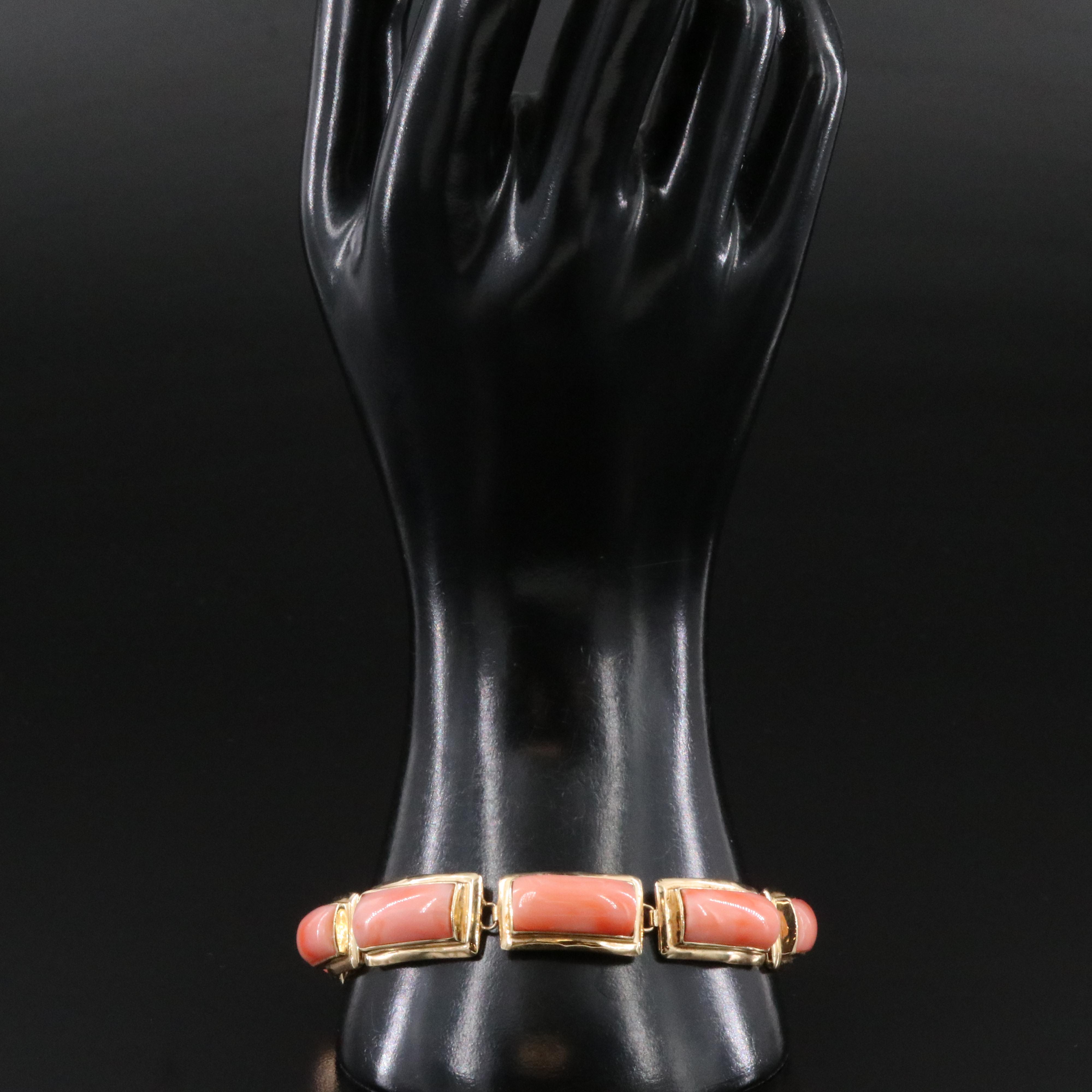 14K Coral Bracelet with Chinese Good Fortune Clasp