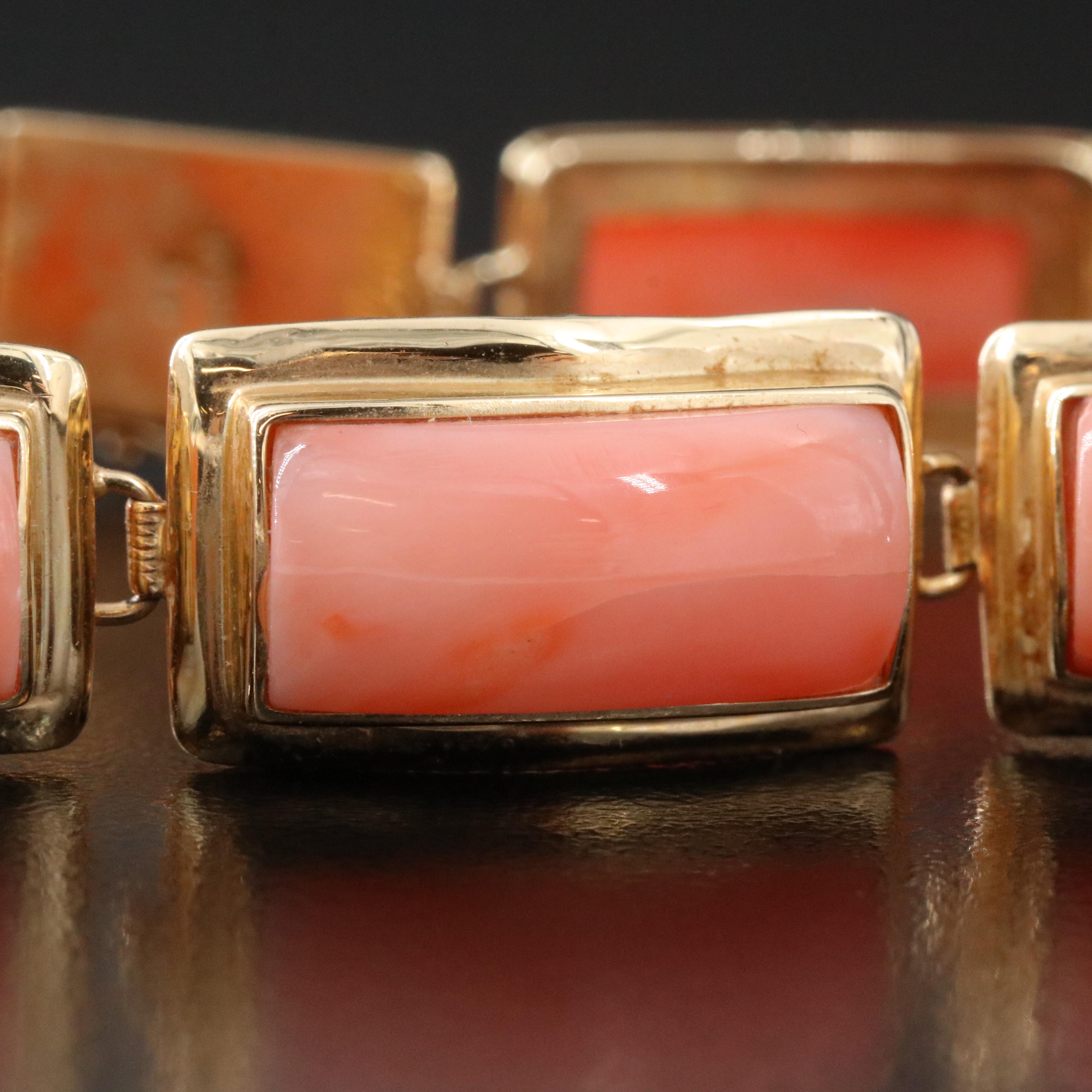 14K Coral Bracelet with Chinese Good Fortune Clasp