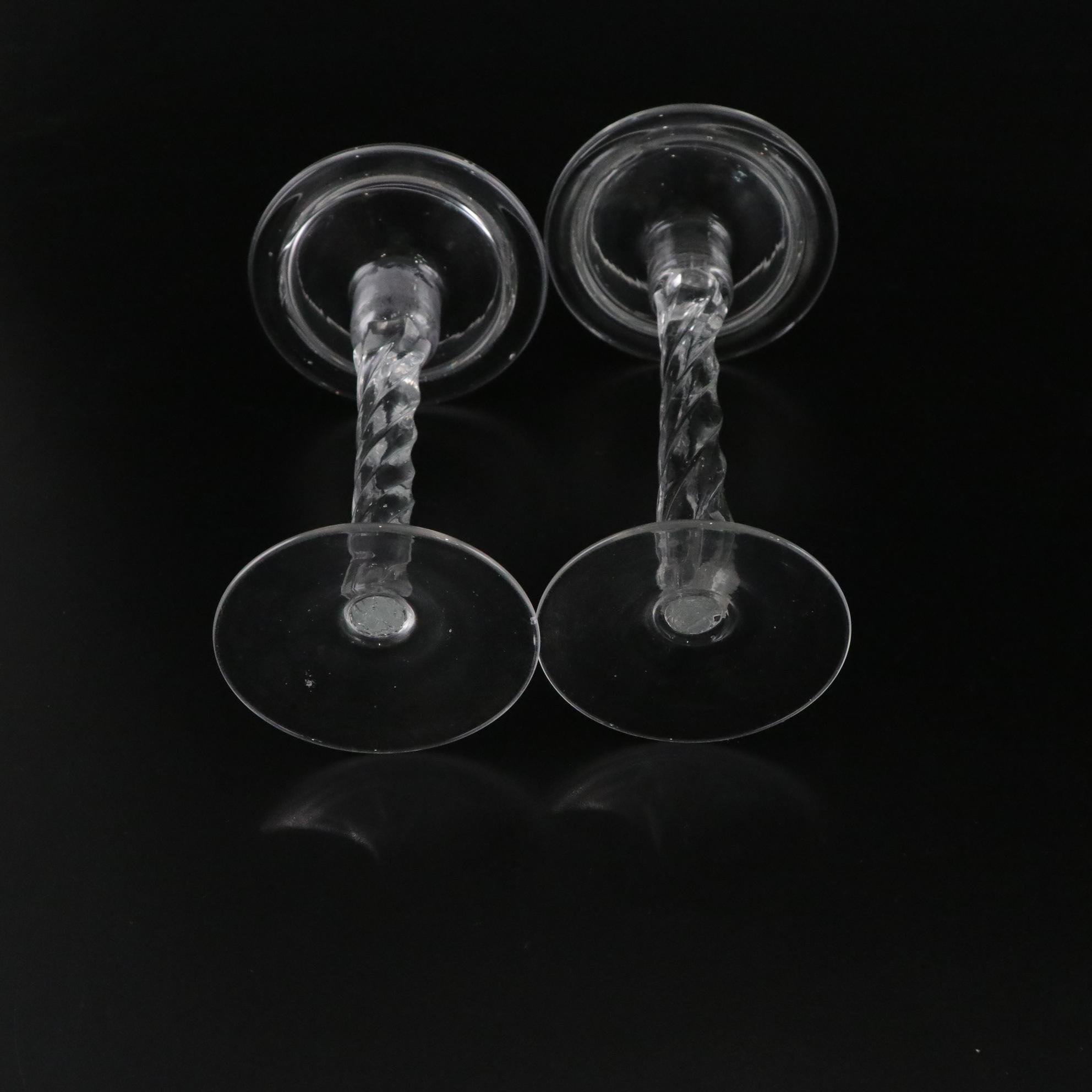 Glass Spiral Pillar Candle Holder Set
